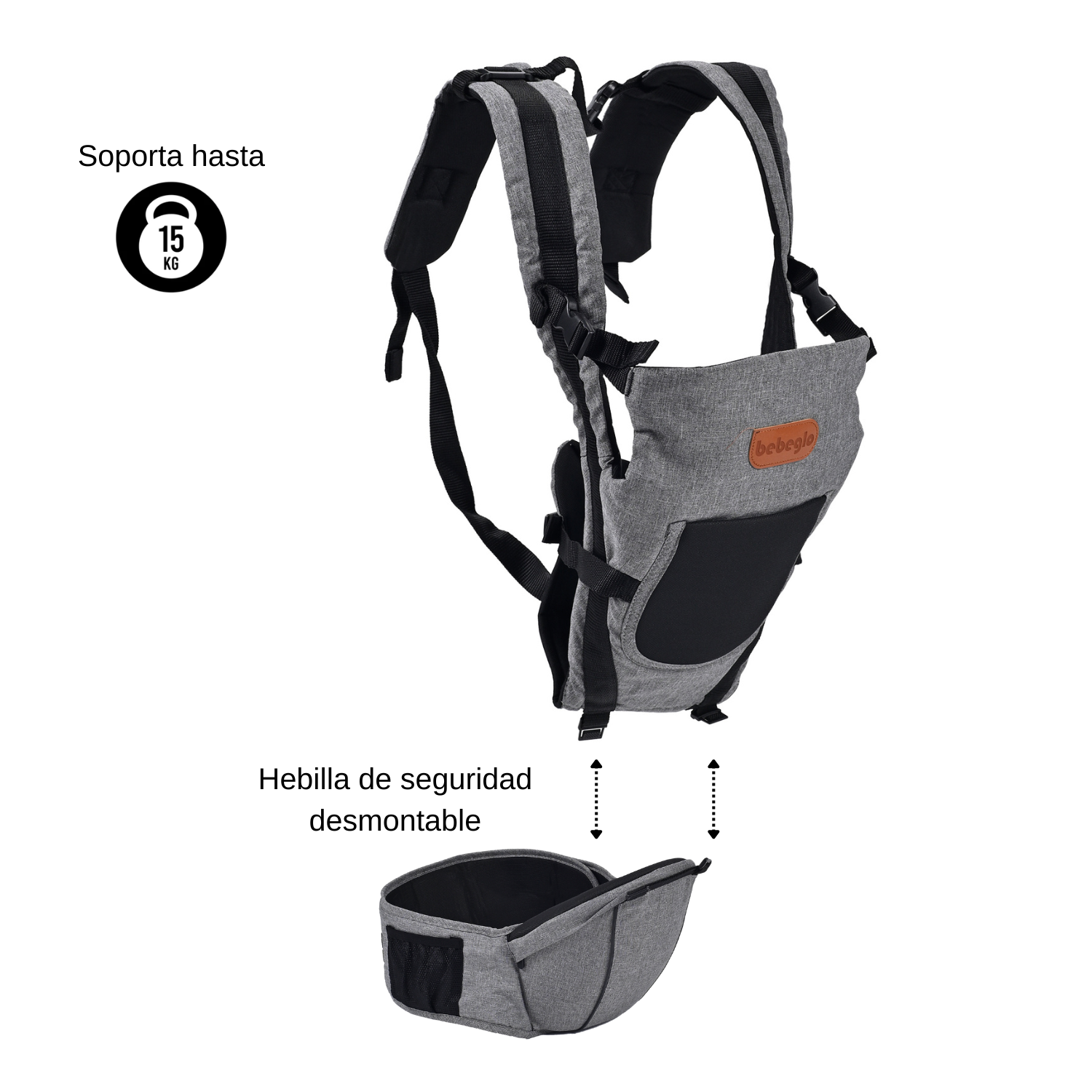 Portabebés Canguro Ergonómico 8 en 1 Bebeglo RS-80180-3