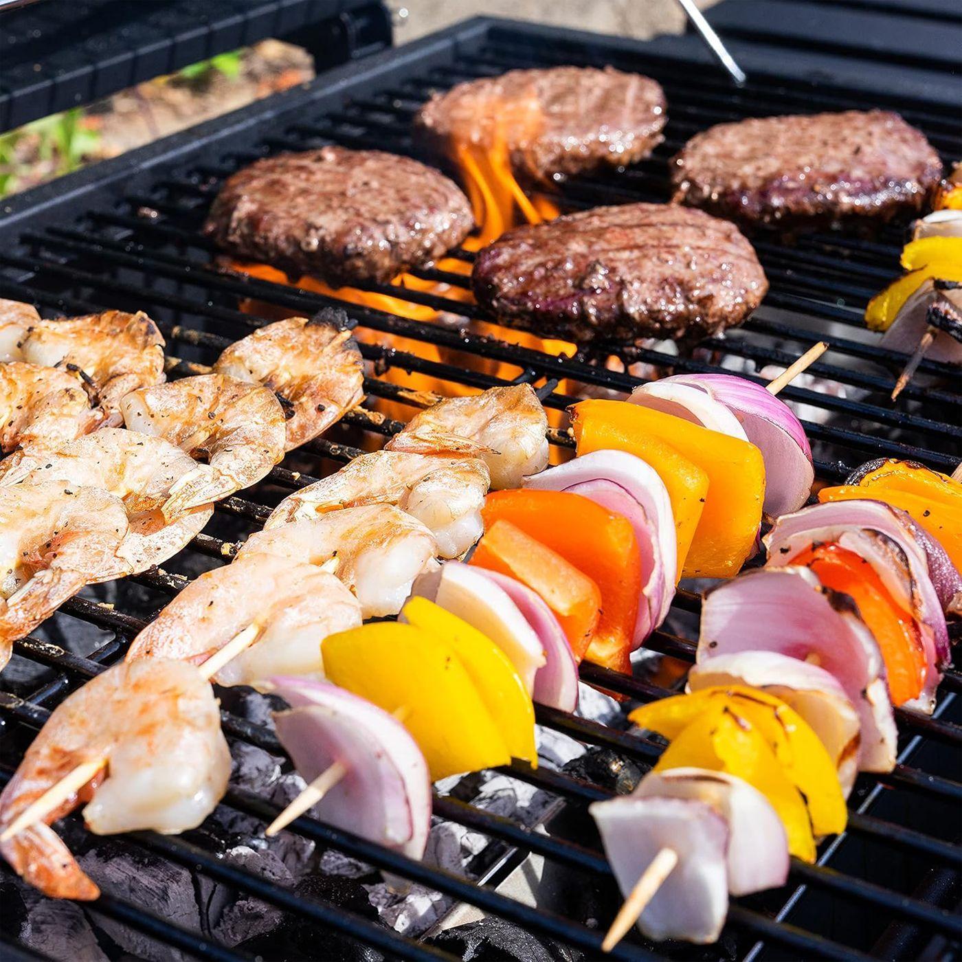 Parrilla a Carbon con Ruedas y 2 Bandejas laterales 135x47 5x106cm-4
