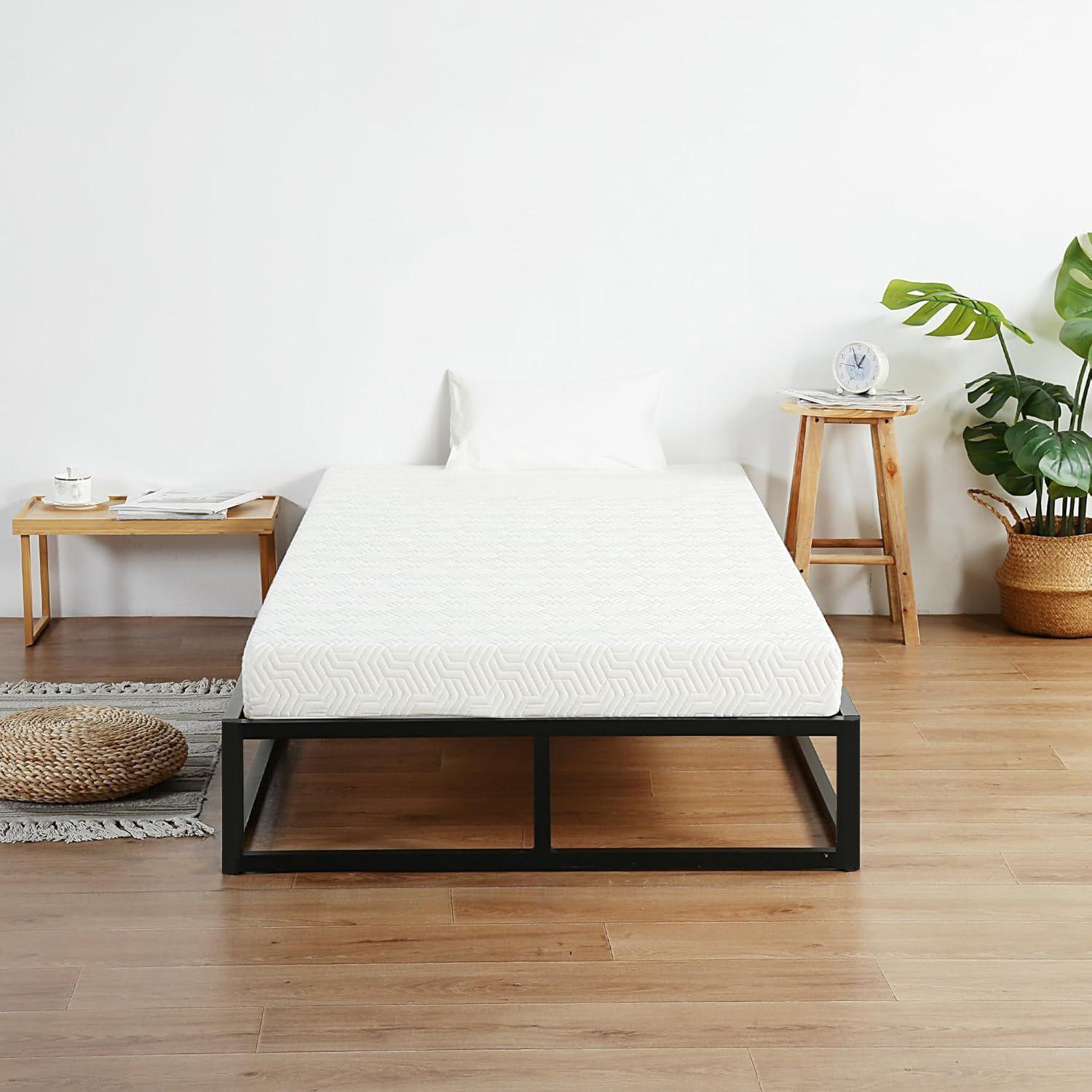 Base de Cama 1,5 Plazas Metelica con Listones de Madera 105x190x30 cm-2