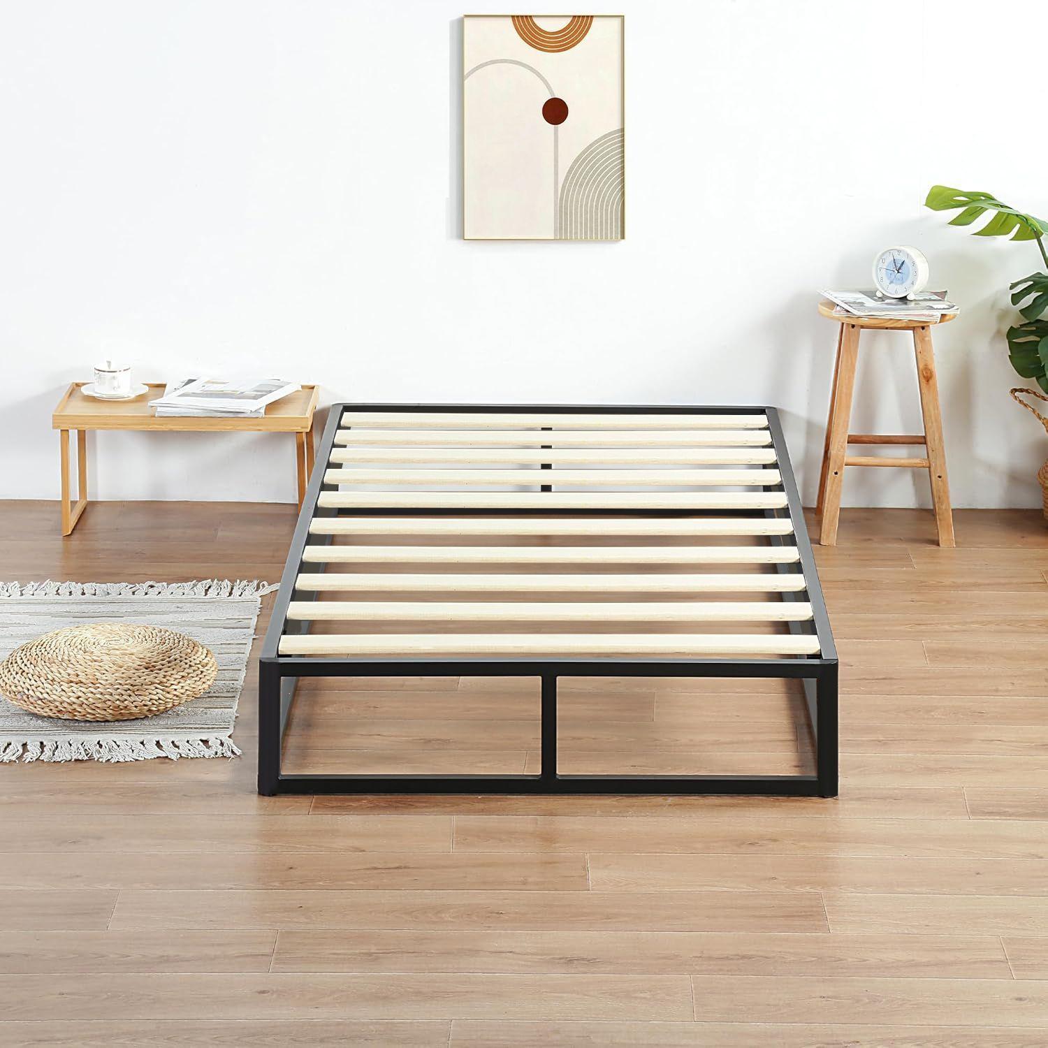 Base de Cama 1,5 Plazas Metelica con Listones de Madera 105x190x30 cm-3