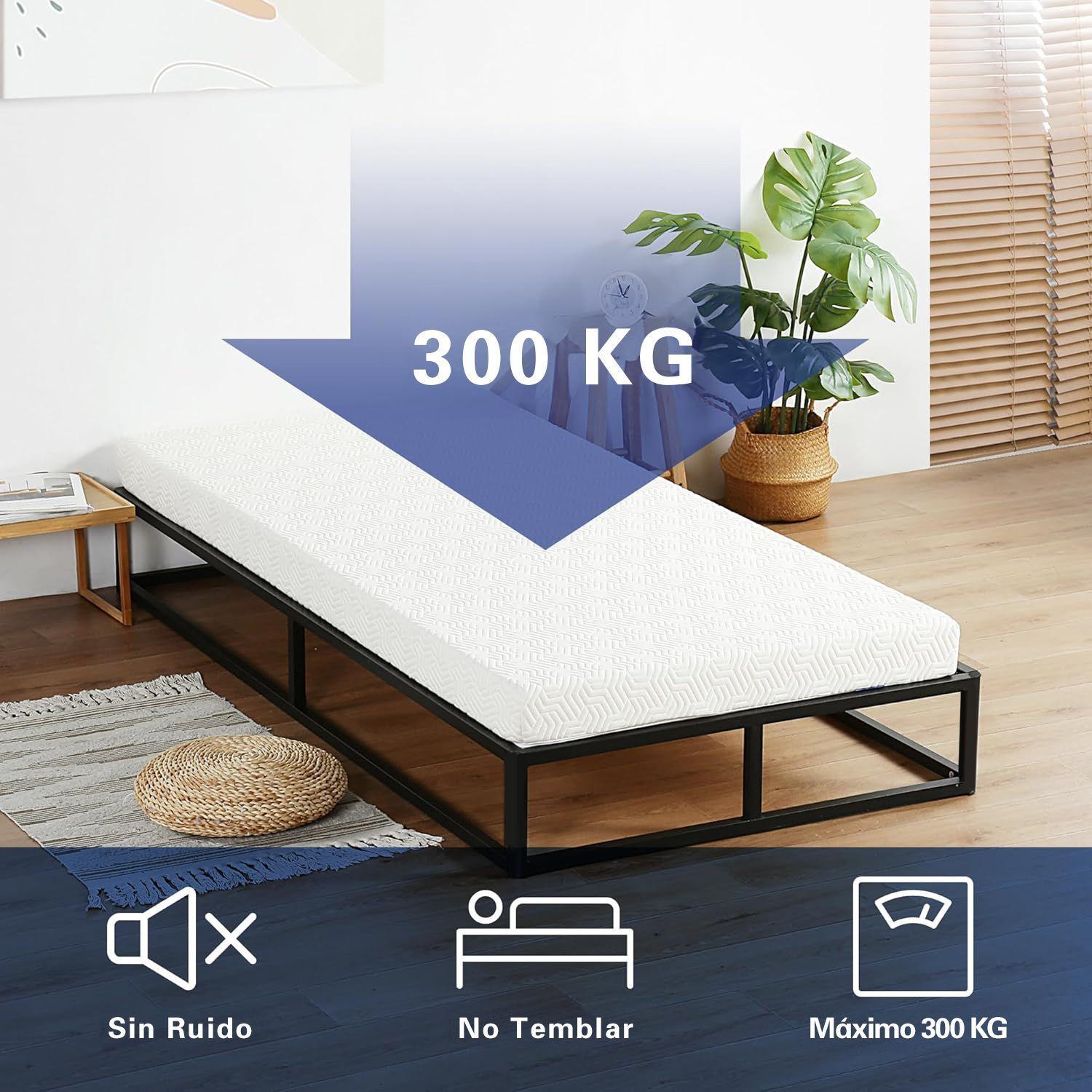 Base de Cama 1,5 Plazas Metelica con Listones de Madera 105x190x30 cm-6