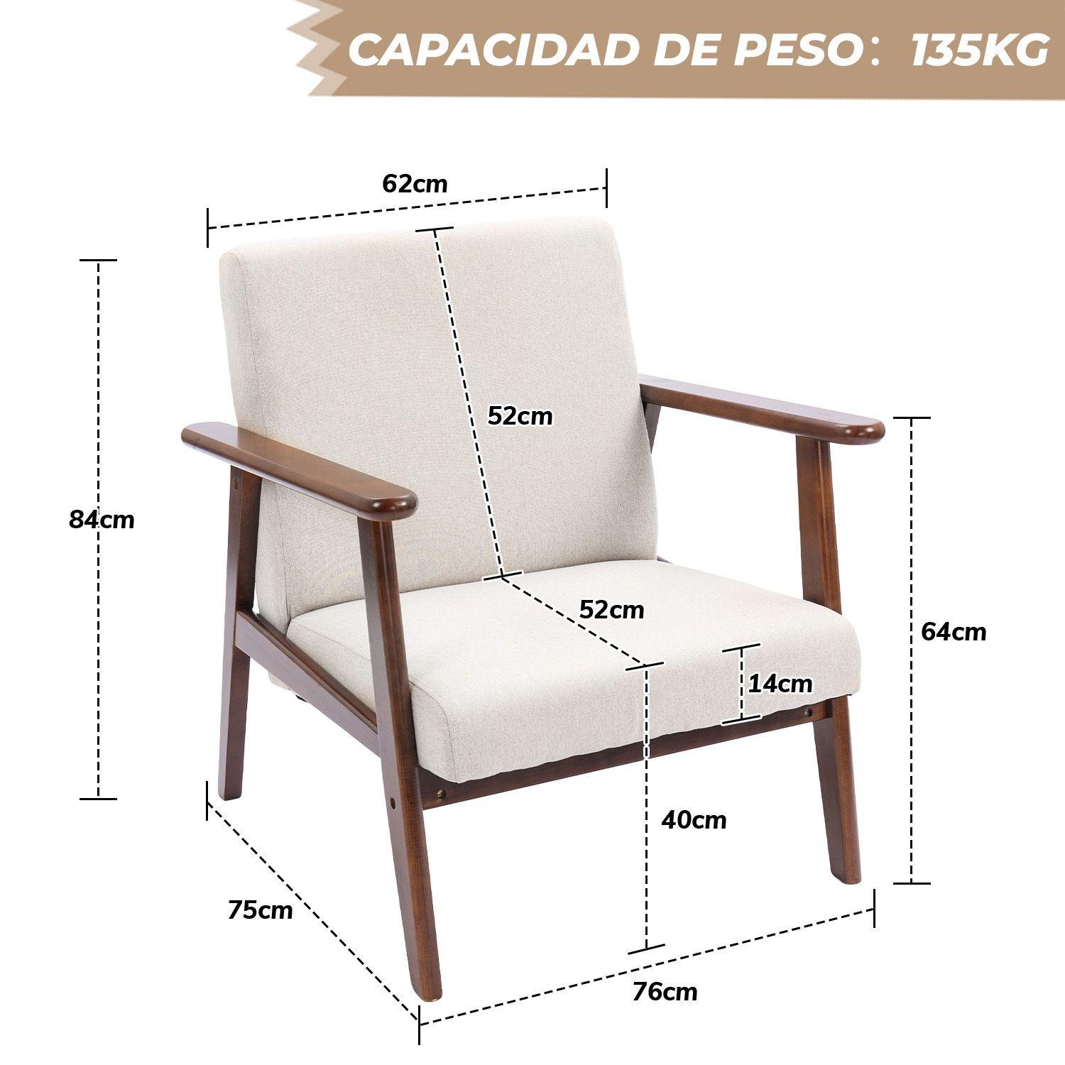 Poltrona Elide Madera Color MielTaupe Moderna para Living Dormitorio-5