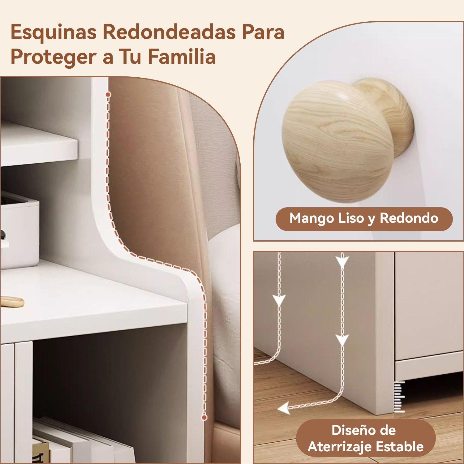 Velador 3 Niveles Con Cajones Color Blanco 50x30x70 cm-6
