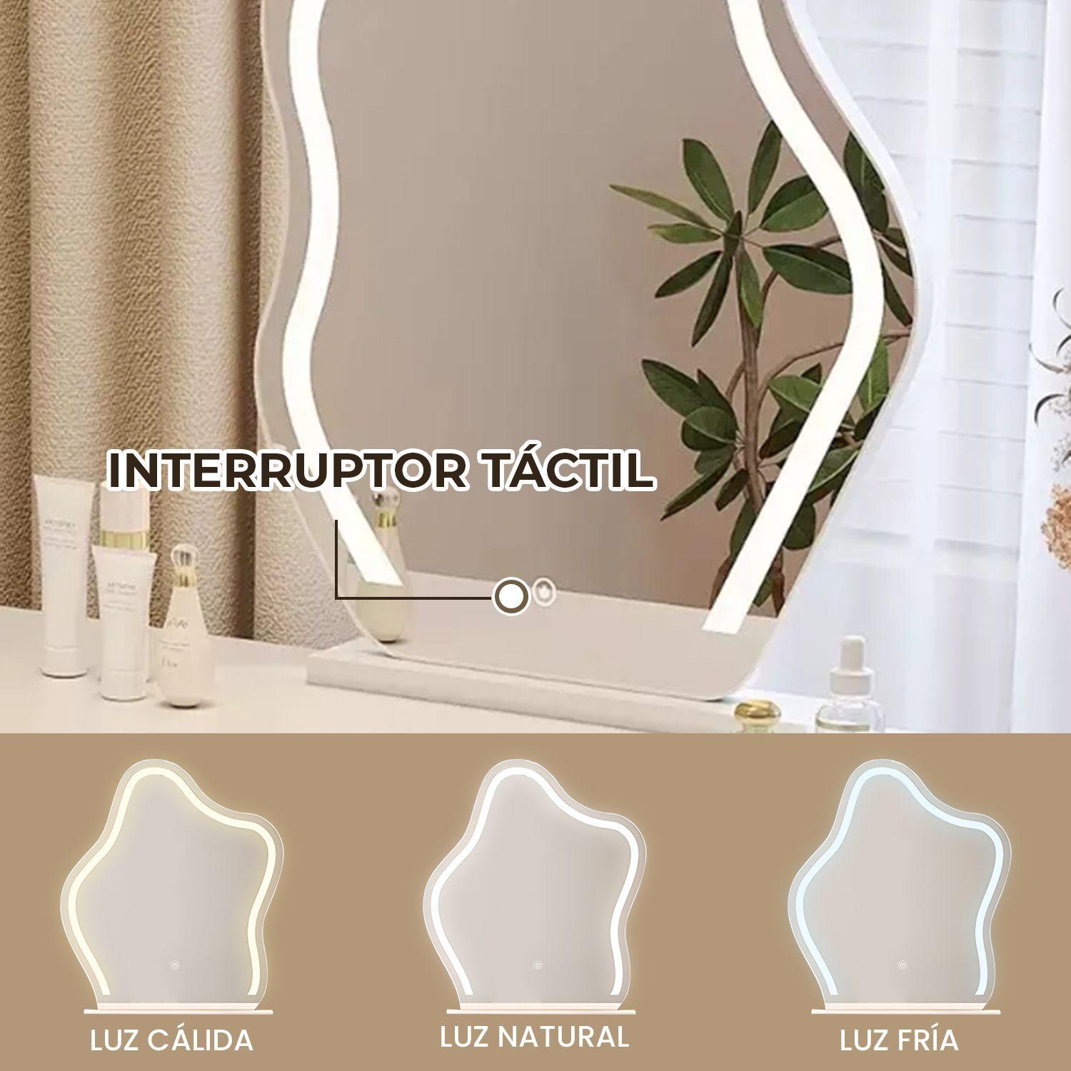 Tocador Espejo Con Luz 100 130 x 40 x 75CM Blanco-3