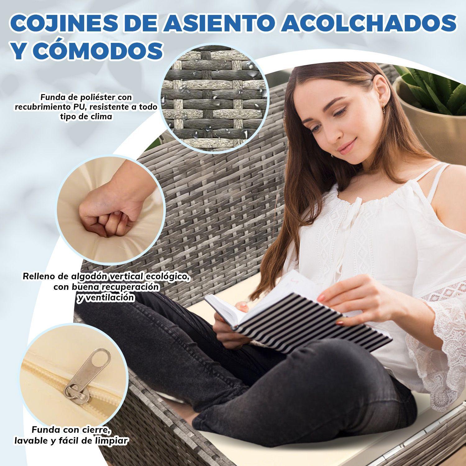 Juego de Living de Terraza Brisa 4 Piezas para Exterior Gris-3
