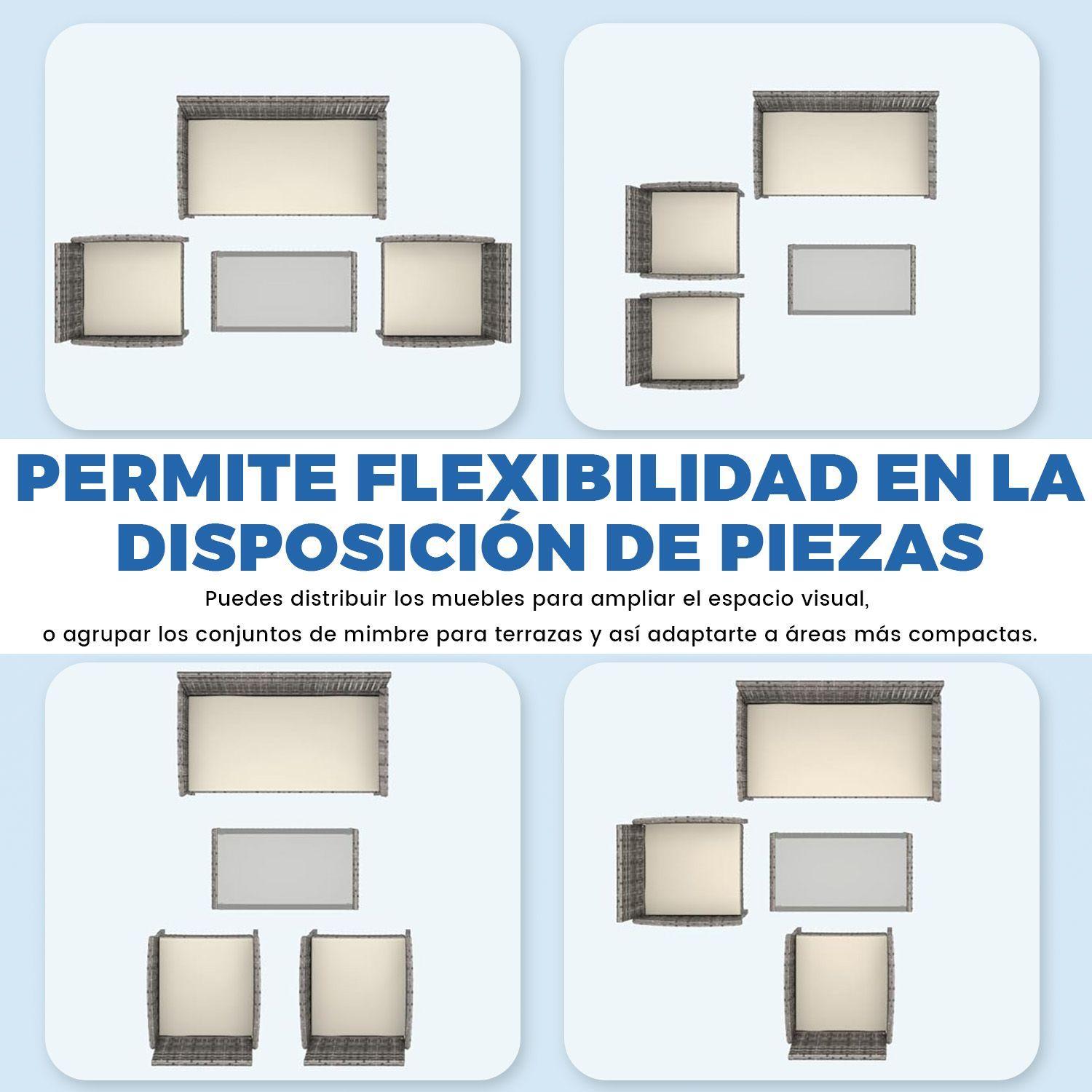 Juego de Living de Terraza Brisa 4 Piezas para Exterior Gris-5