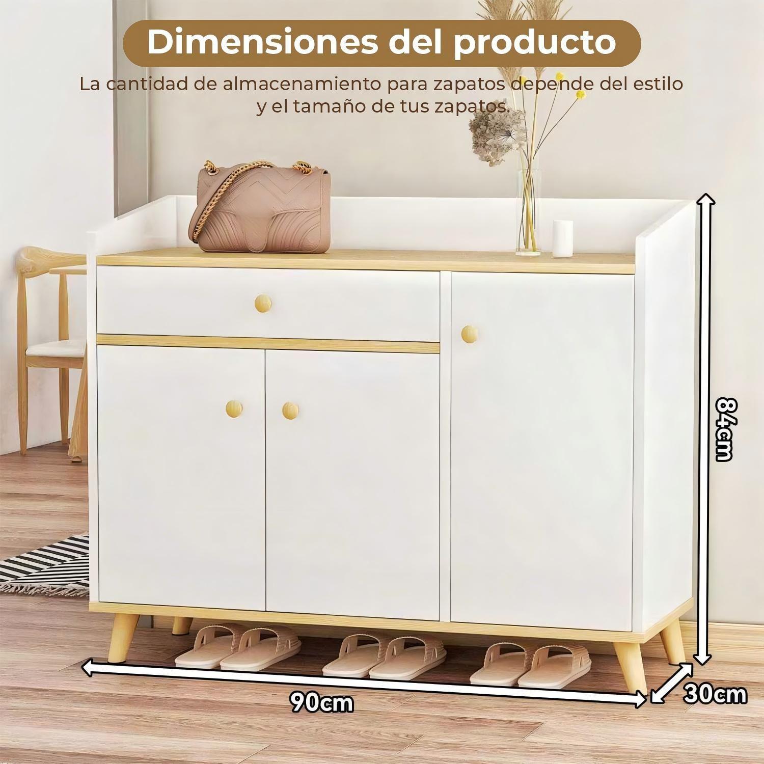 Zapatero Organizador con 3 Puerta y Cajon 90x30x84 cm-5