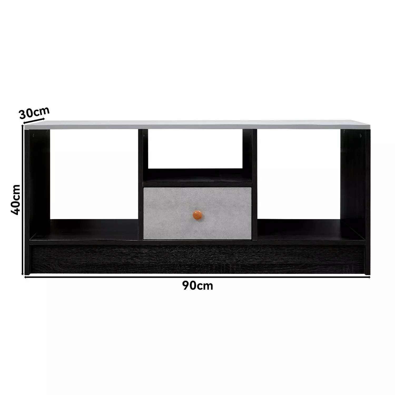 Rack TV Para TV Pequeno Hasta 43 90x30x40 Cm Con 1 Cajon Negro Gris-5