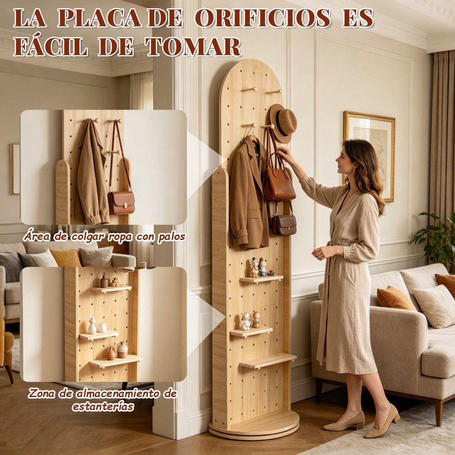 Espejo Joyero Organizador Giratorio 173x40cm Madera-4