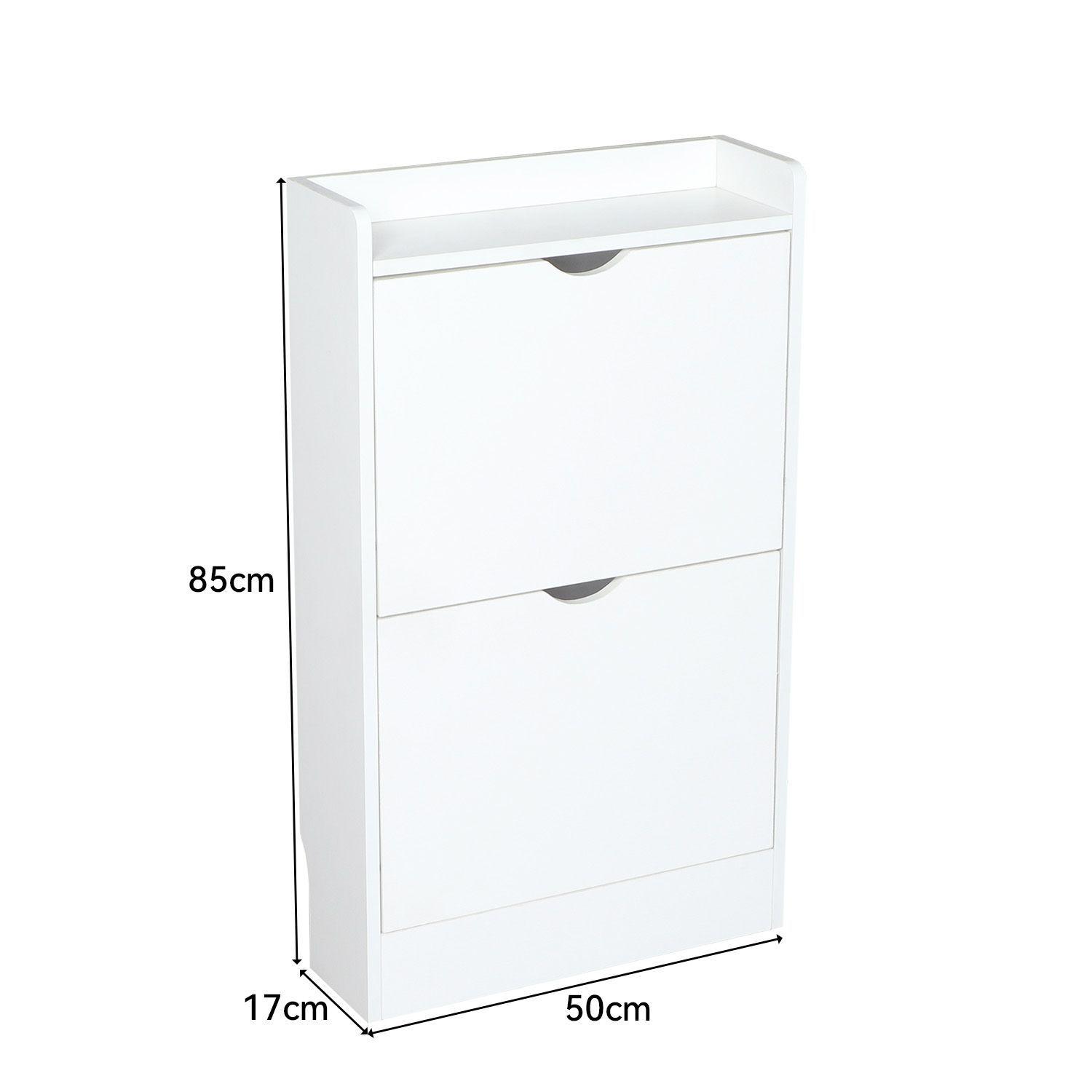 Zapatero Organizador 2 Puertas Abatibles Blanco 50x17x85 cm Moderno-8