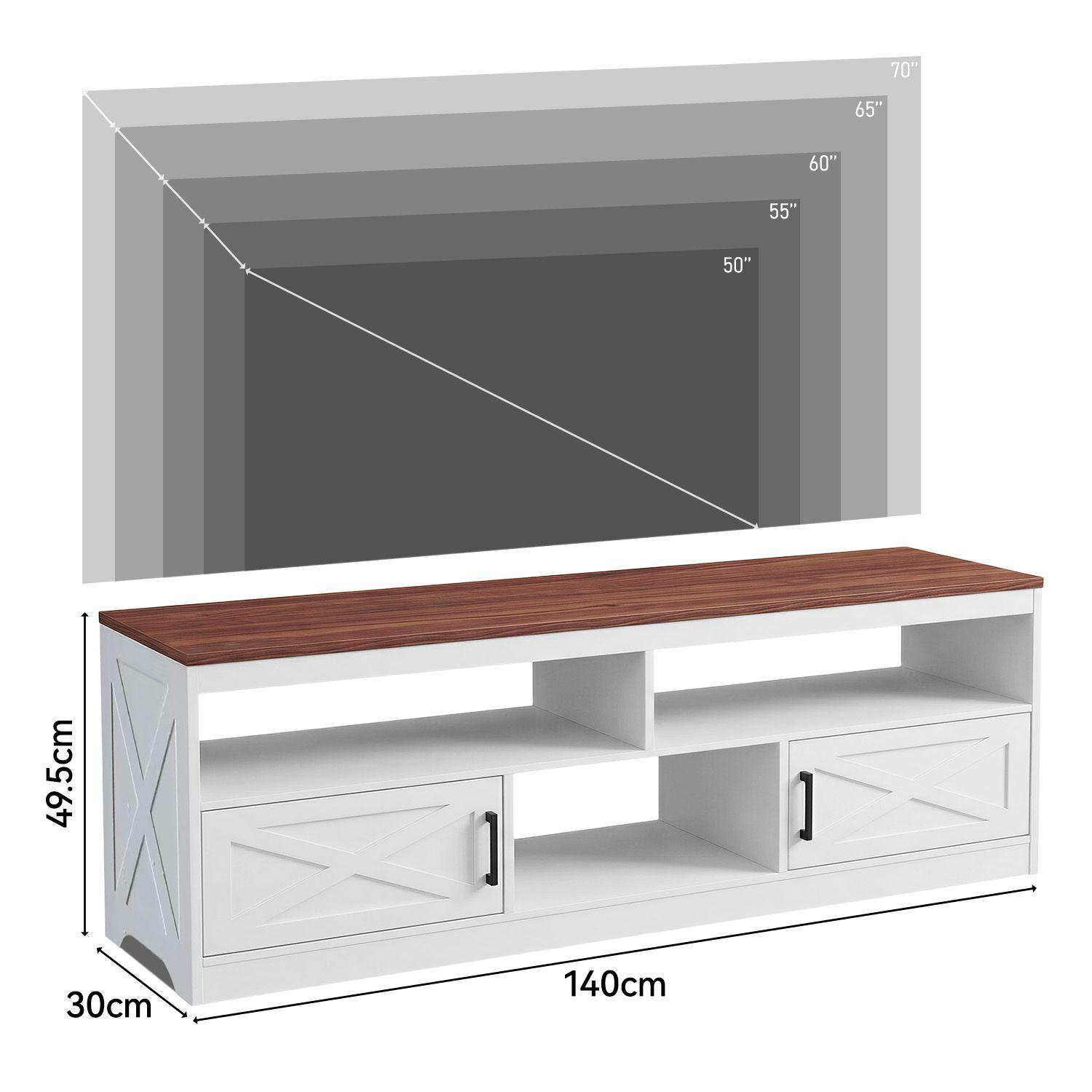 Rack TV 60 Pulgadas 140x30x50 cm MDF Blanco Marron Nordico-7