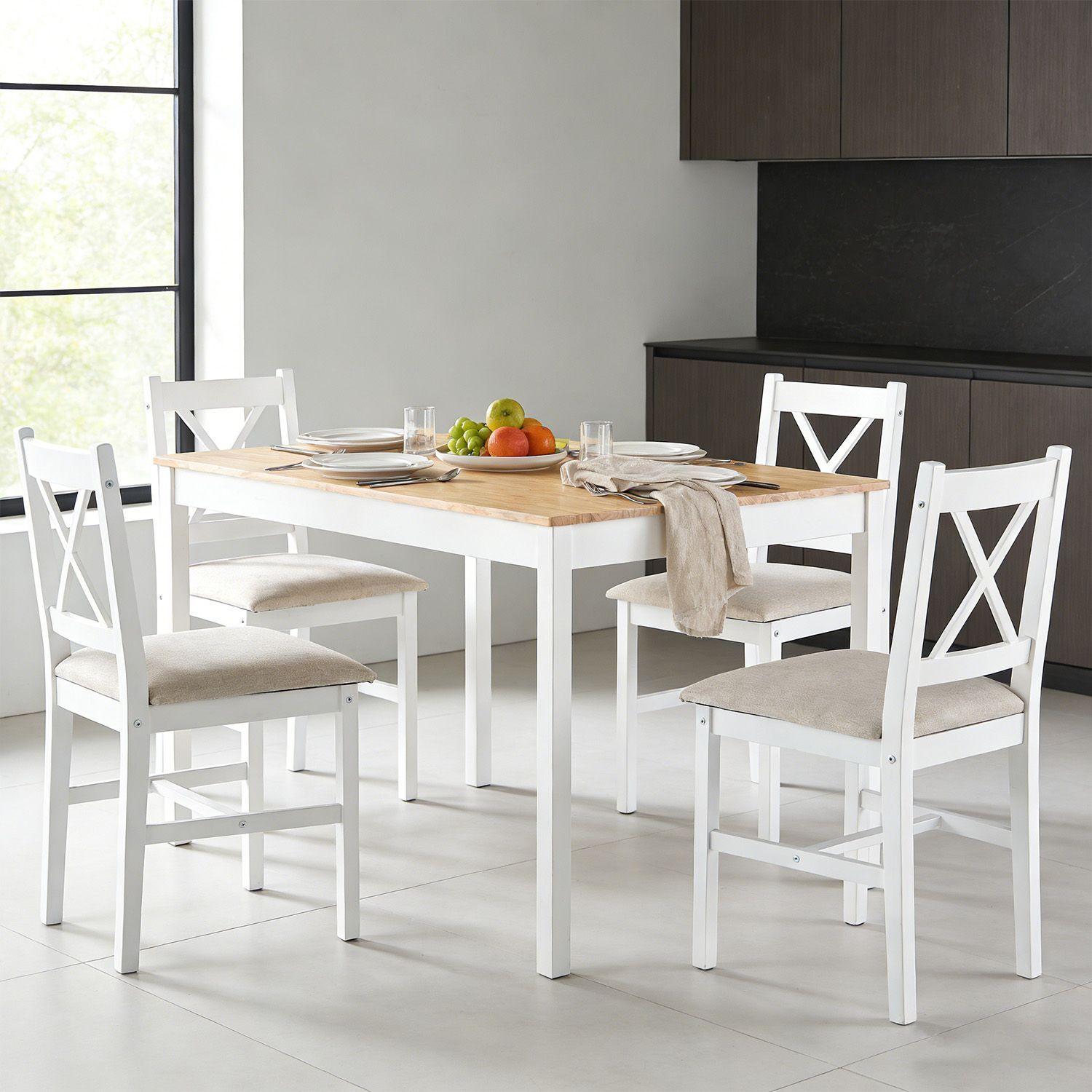 Juego de Comedor 4 Sillas Mesa Rectangular Moderno 108x73x56cm-2
