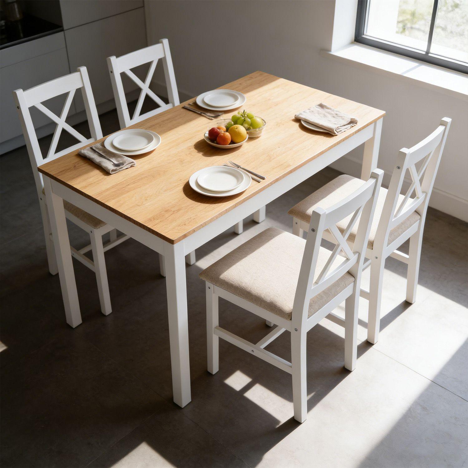 Juego de Comedor 4 Sillas Mesa Rectangular Moderno 108x73x56cm-3