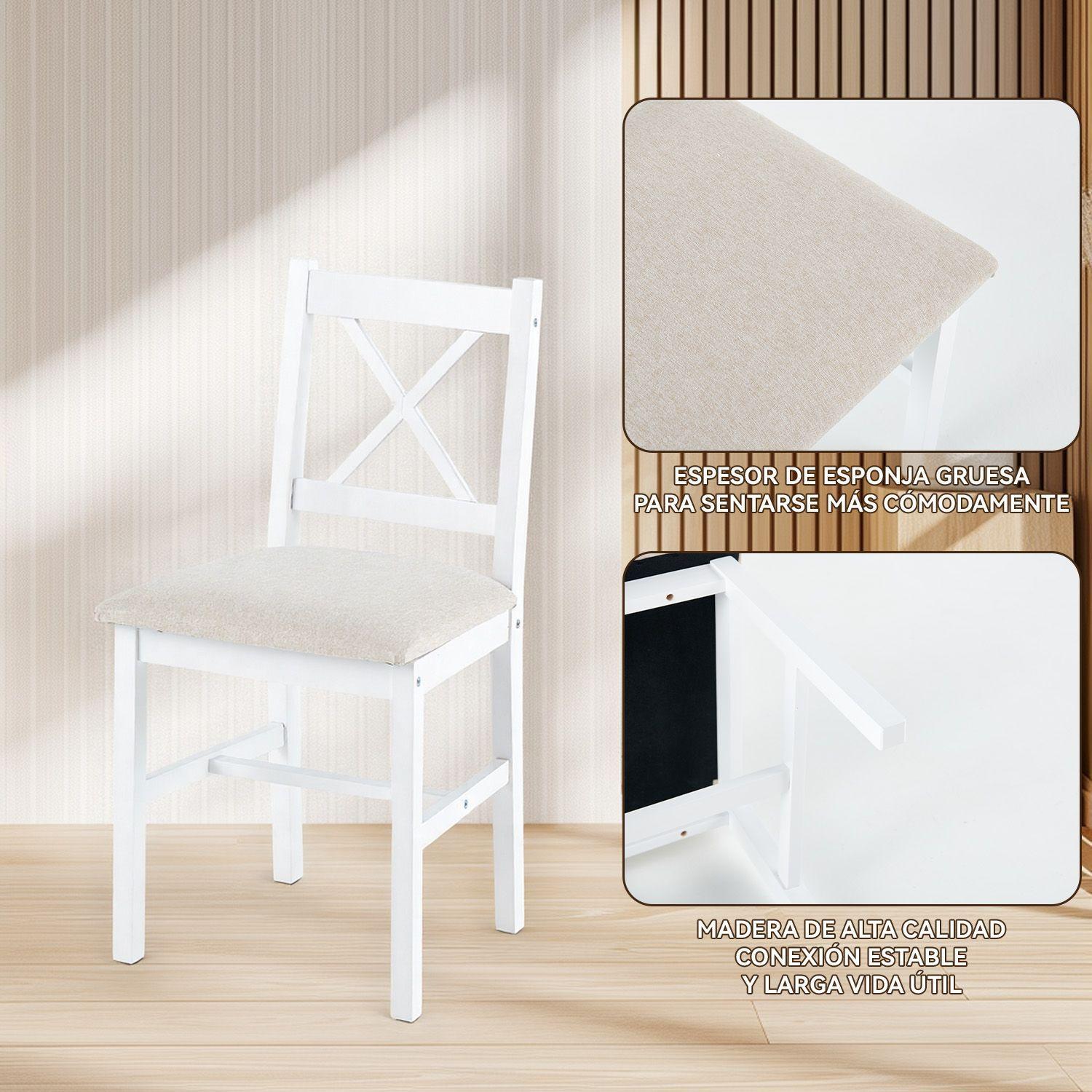 Juego de Comedor 4 Sillas Mesa Rectangular Moderno 108x73x56cm-5