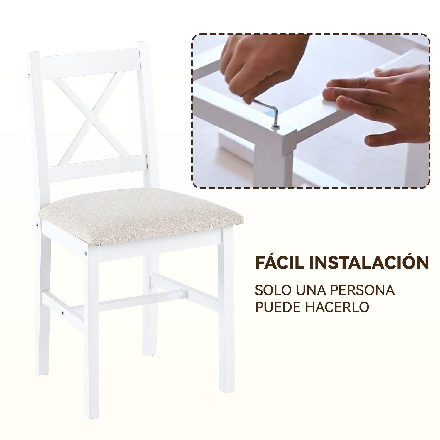 Juego de Comedor 4 Sillas Mesa Rectangular Moderno 108x73x56cm-6