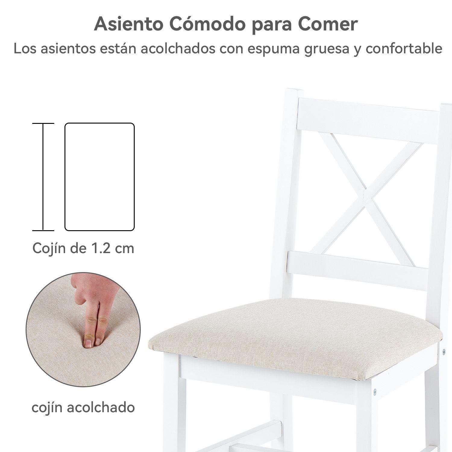 Juego de Comedor 4 Sillas Mesa Rectangular Moderno 108x73x56cm-7