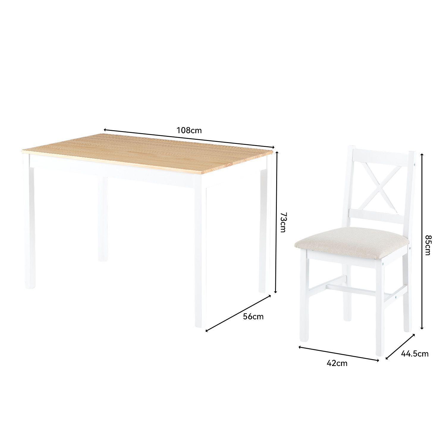 Juego de Comedor 4 Sillas Mesa Rectangular Moderno 108x73x56cm-8