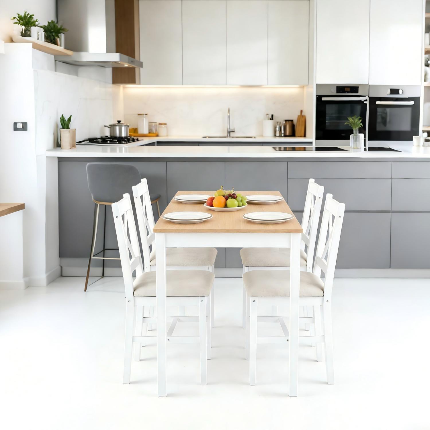 Juego de Comedor 4 Sillas Mesa Rectangular Moderno 108x73x56cm-9