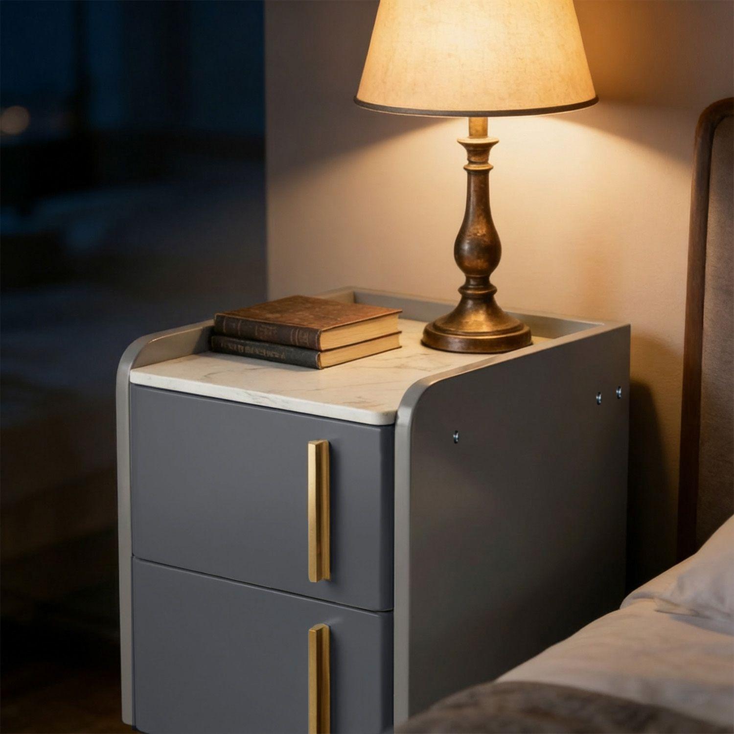 Velador Moderno con 2 Puertas y 4 Patas Doradas 30 40 50cm-2
