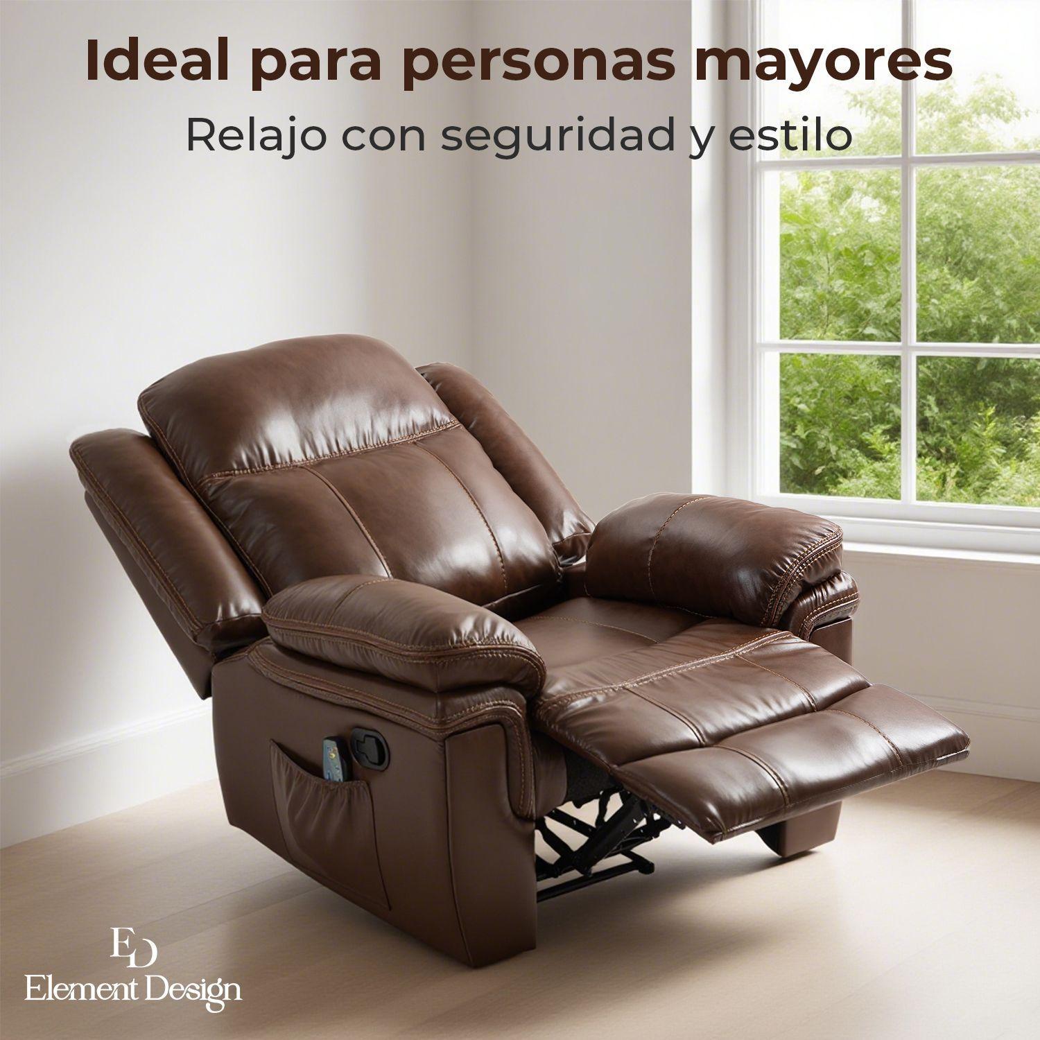 Berger Reclinable Freddo de Cuero PU con Masaje y Calefaccion Marron-6