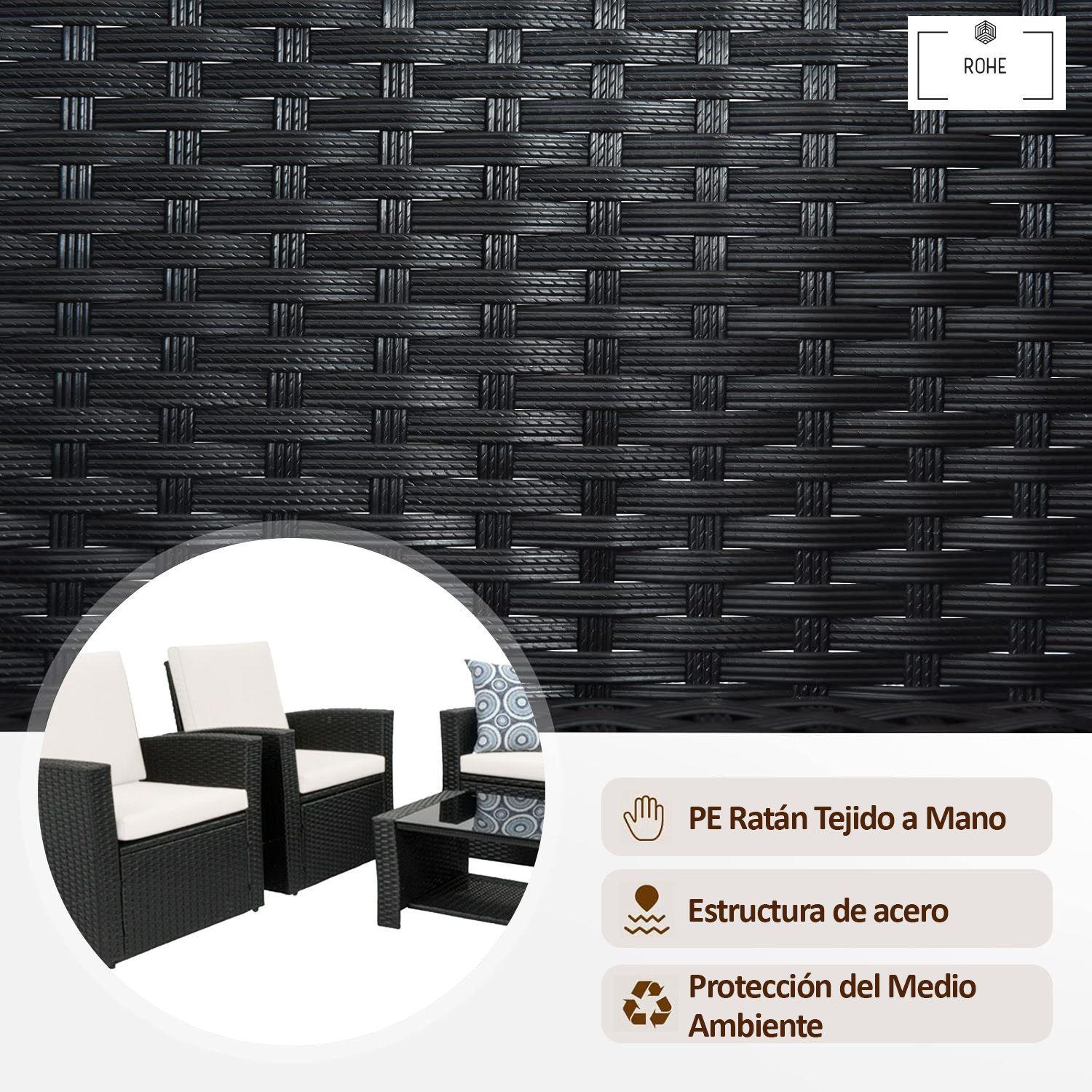 Juego de Terraza 4 Piezas de Ratan PE Negro con Cojines-5