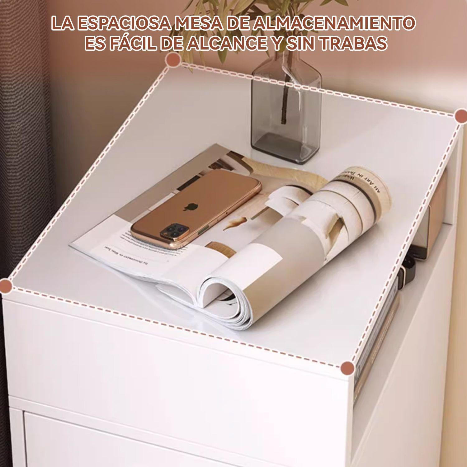 Velador Blanco de Madera con Caj n Puerta y Estante Abierto 35x40x65cm-3