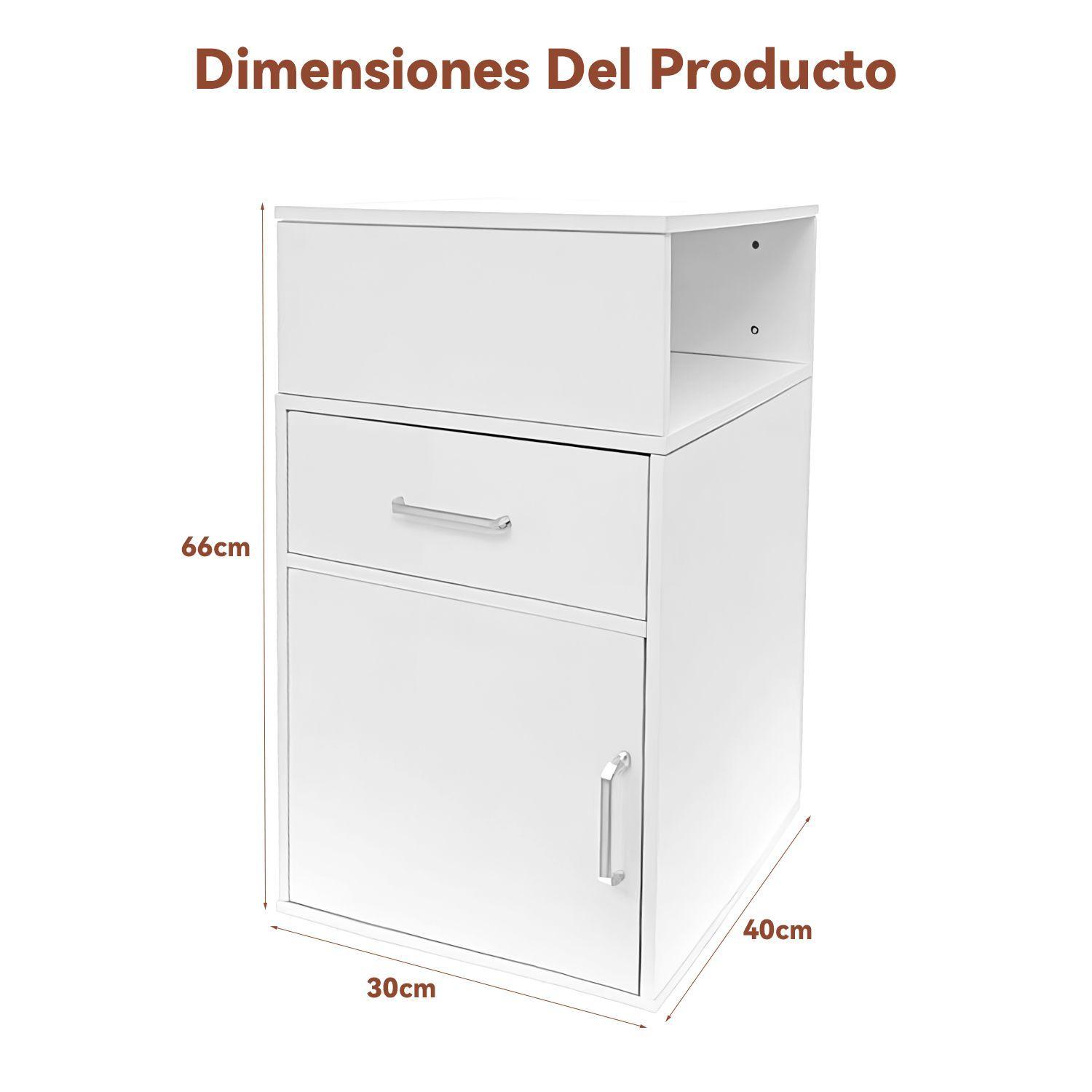 Velador Blanco de Madera con Caj n Puerta y Estante Abierto 35x40x65cm-7
