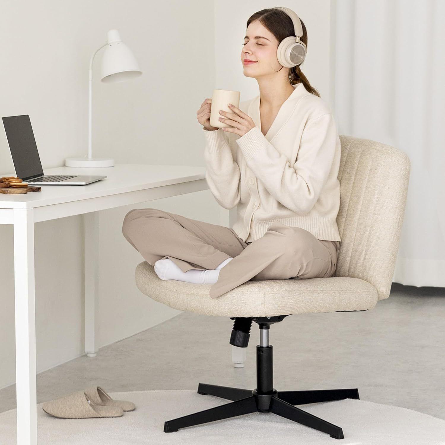 Silla Blanca Ergonomica de Escritorio para Oficina o Hogar Tela-2