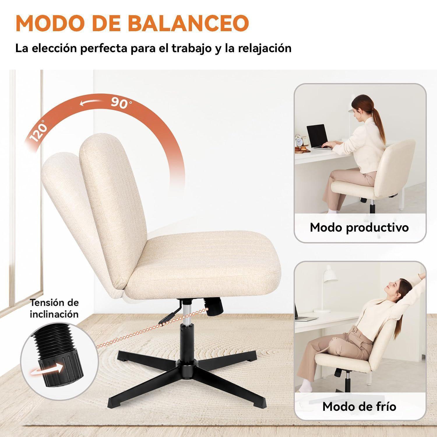 Silla Blanca Ergonomica de Escritorio para Oficina o Hogar Tela-3