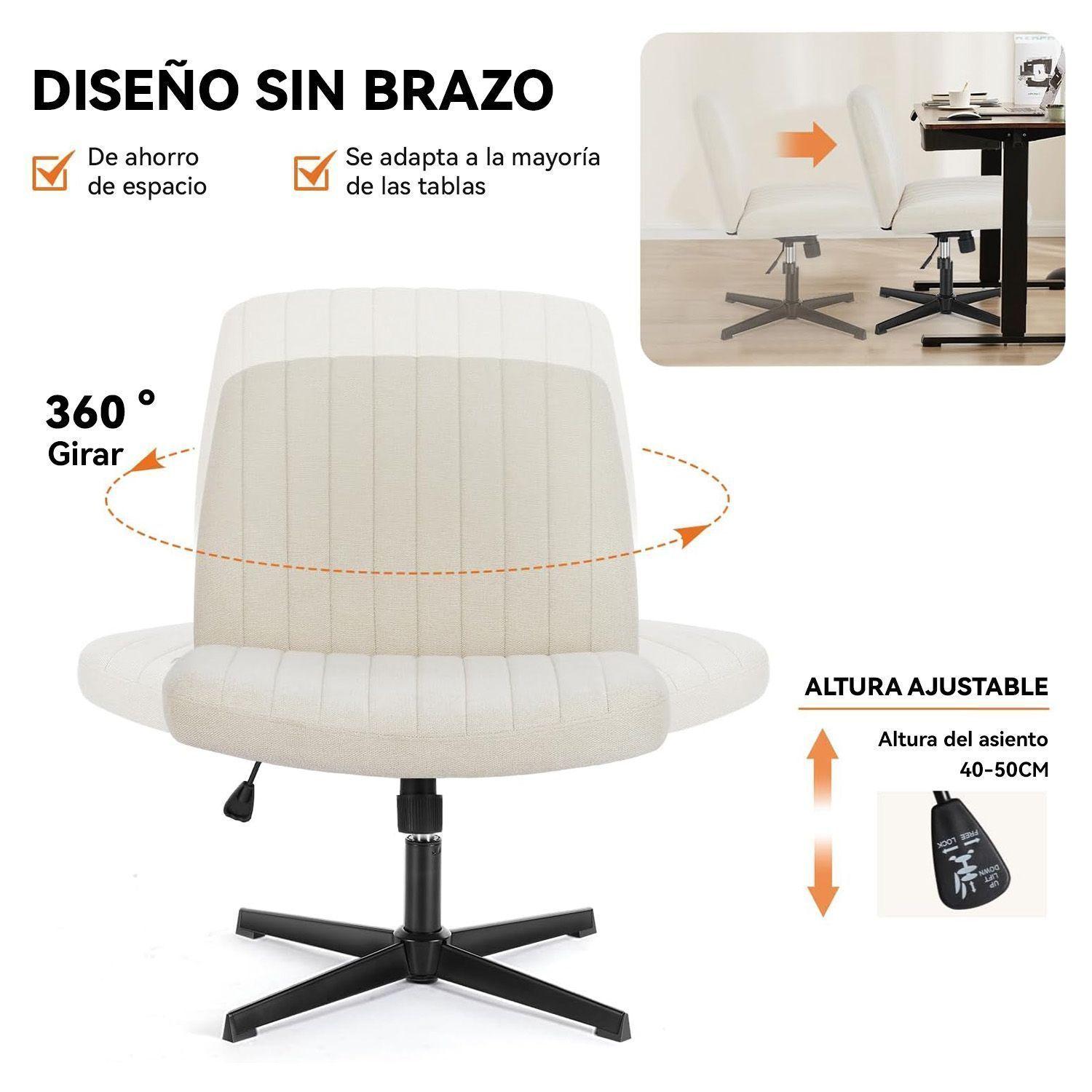 Silla Blanca Ergonomica de Escritorio para Oficina o Hogar Tela-4