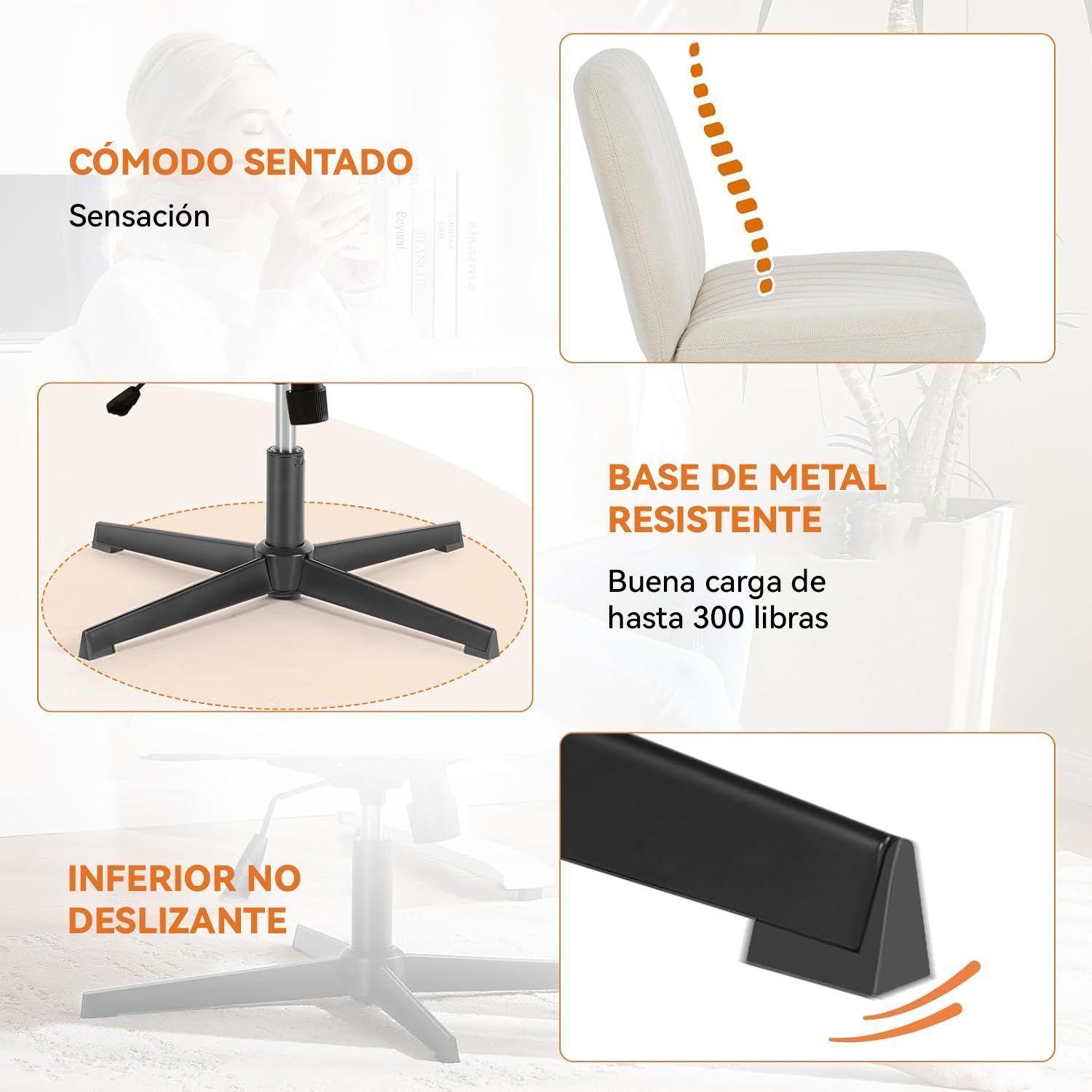 Silla Blanca Ergonomica de Escritorio para Oficina o Hogar Tela-5