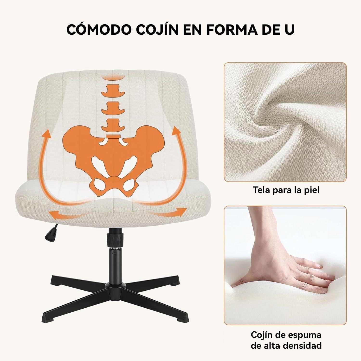 Silla Blanca Ergonomica de Escritorio para Oficina o Hogar Tela-6
