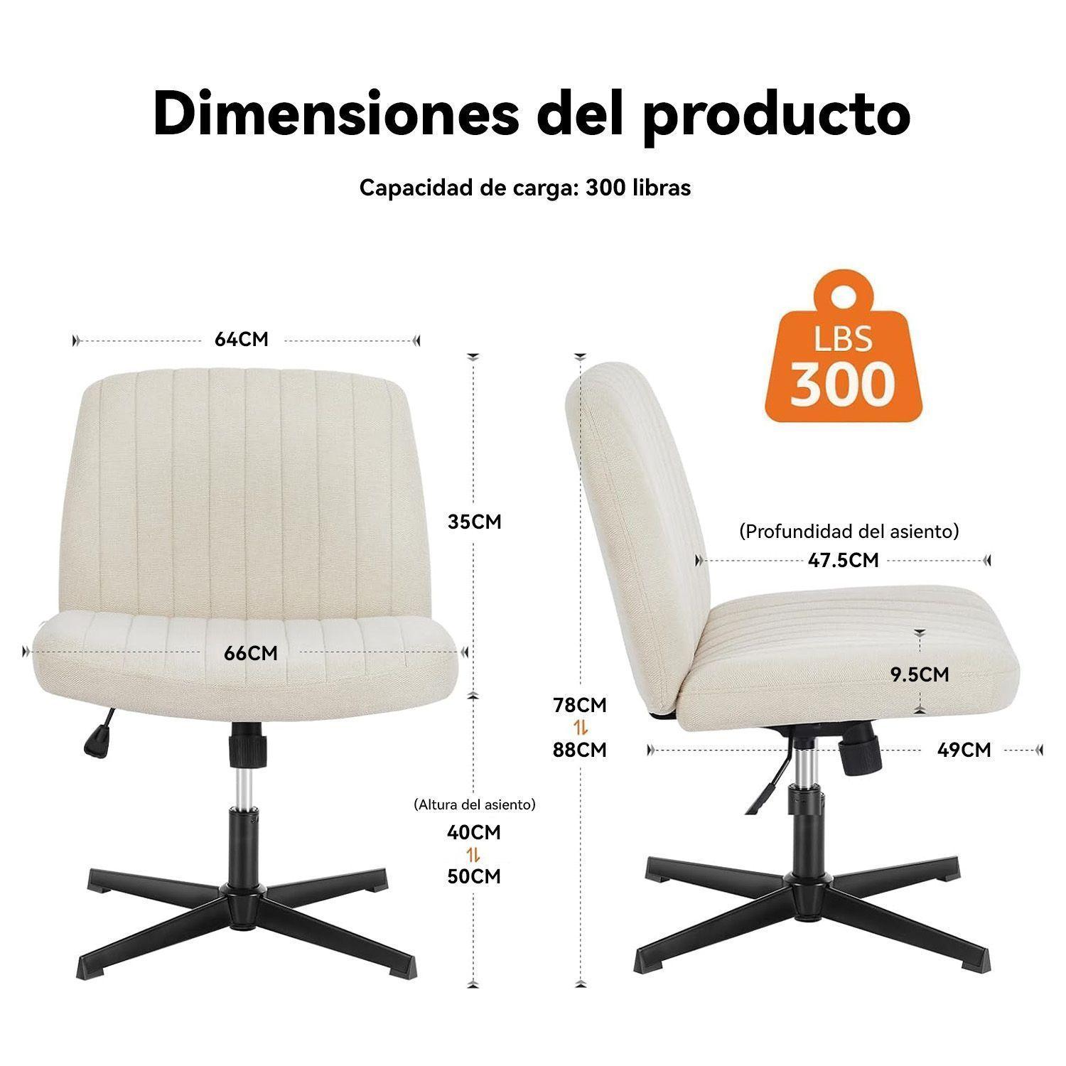 Silla Blanca Ergonomica de Escritorio para Oficina o Hogar Tela-7