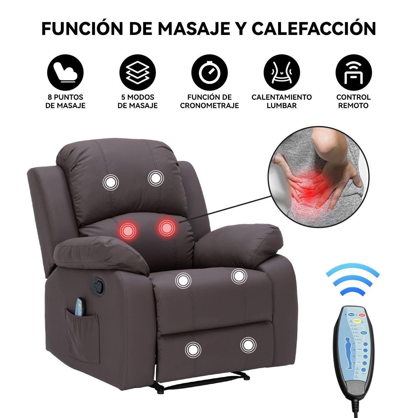 Berger Reclinable con Masajes Y Calefaccion Cuero Chocolate-2