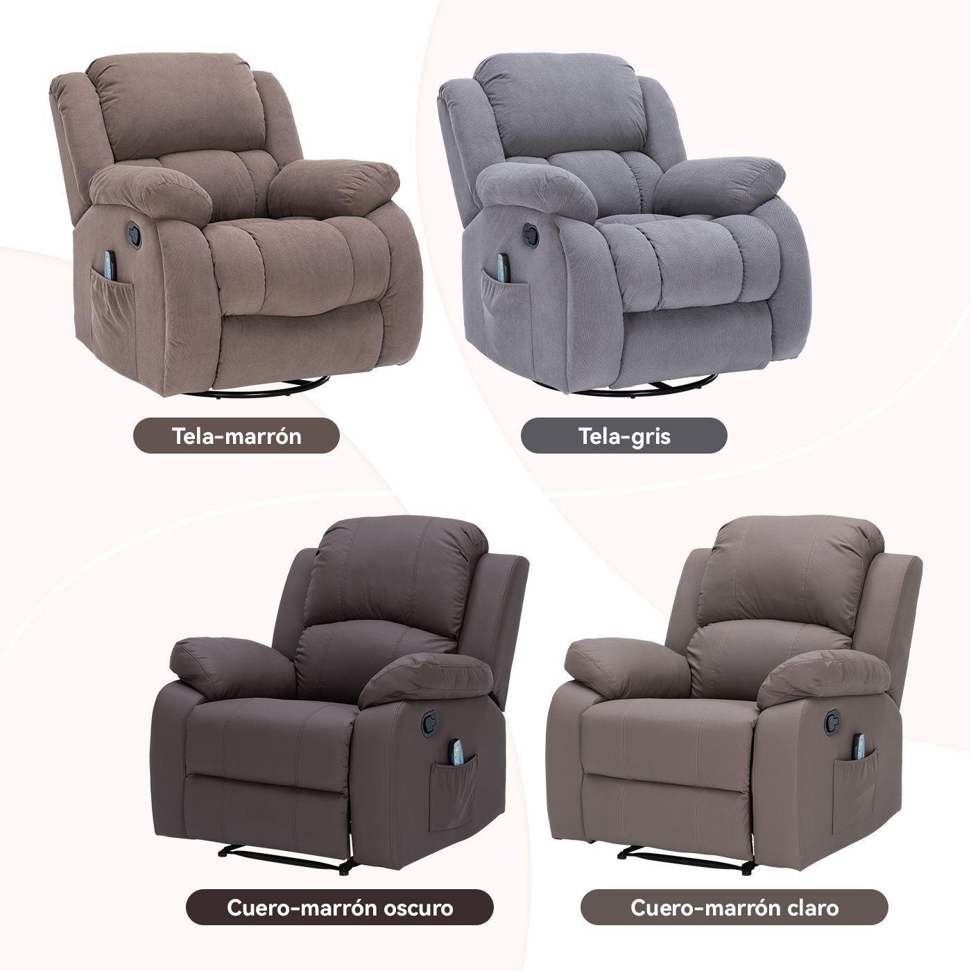 Berger Reclinable con Masajes Y Calefaccion Cuero Chocolate-5