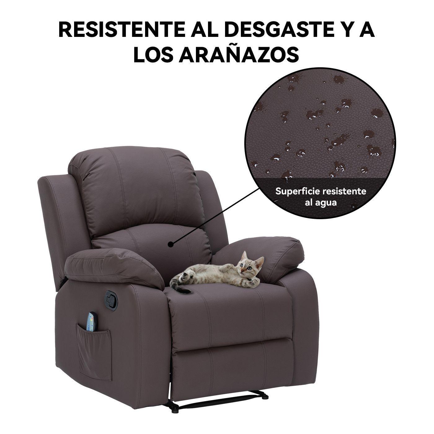 Berger Reclinable con Masajes Y Calefaccion Cuero Chocolate-6