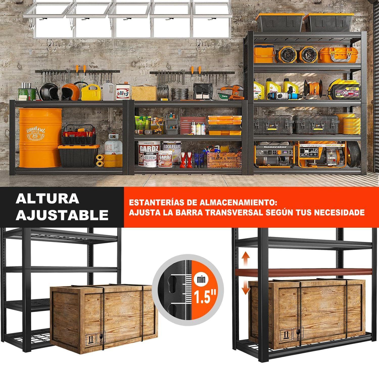 Estante Metalico 5 Repisas 180x100x50 CM Negro-2