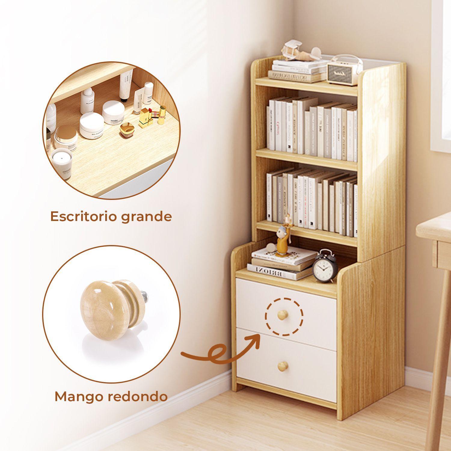 Velador 3 Niveles Con Cajones Color Blanco Oak 40x30x100 cm-6