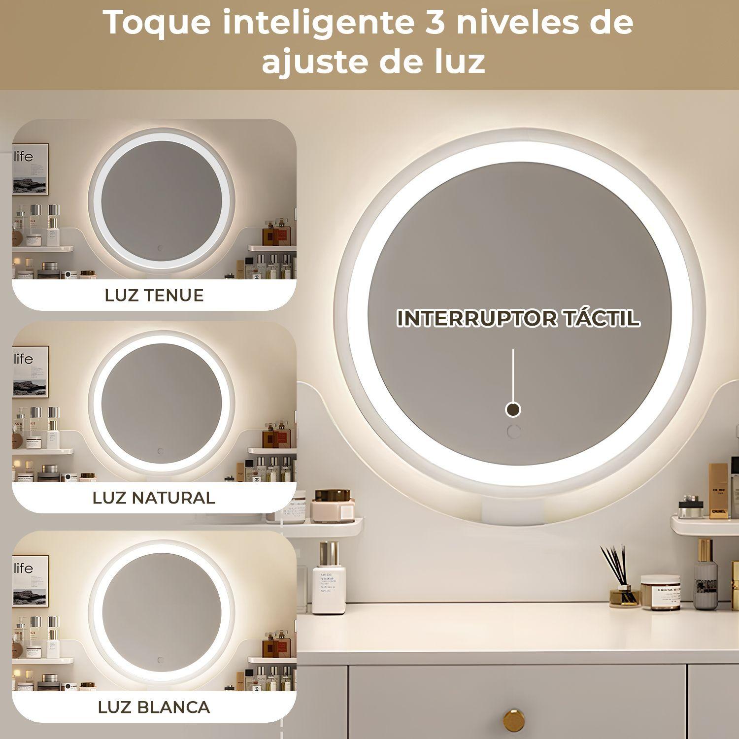 Tocador Espejo Con Luz Ajustable 100 115 x 40 x 135CM Blanco-4