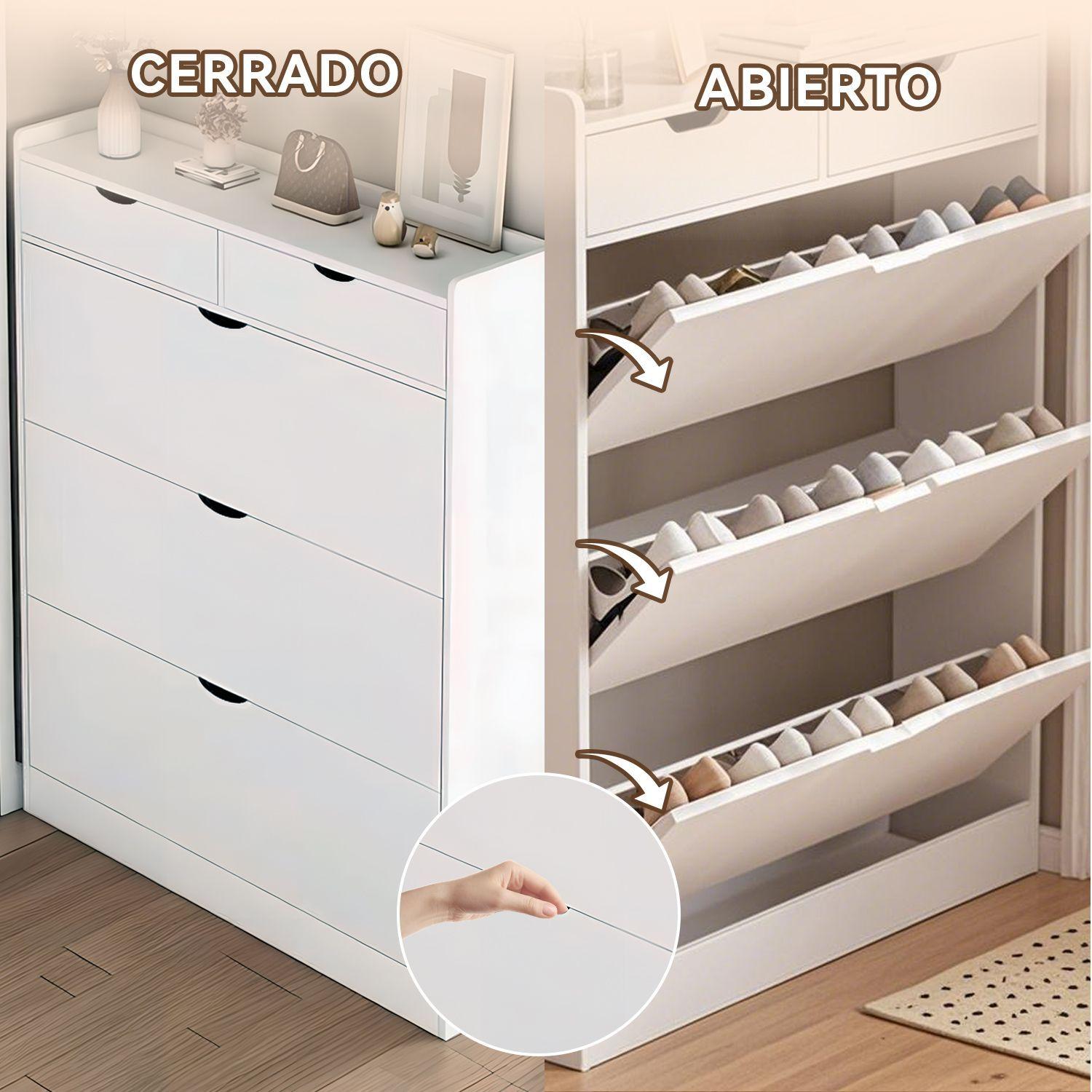 Zapatero Organizador con 3 Puertas y 2 Cajones Capacidad 12 Pares-4