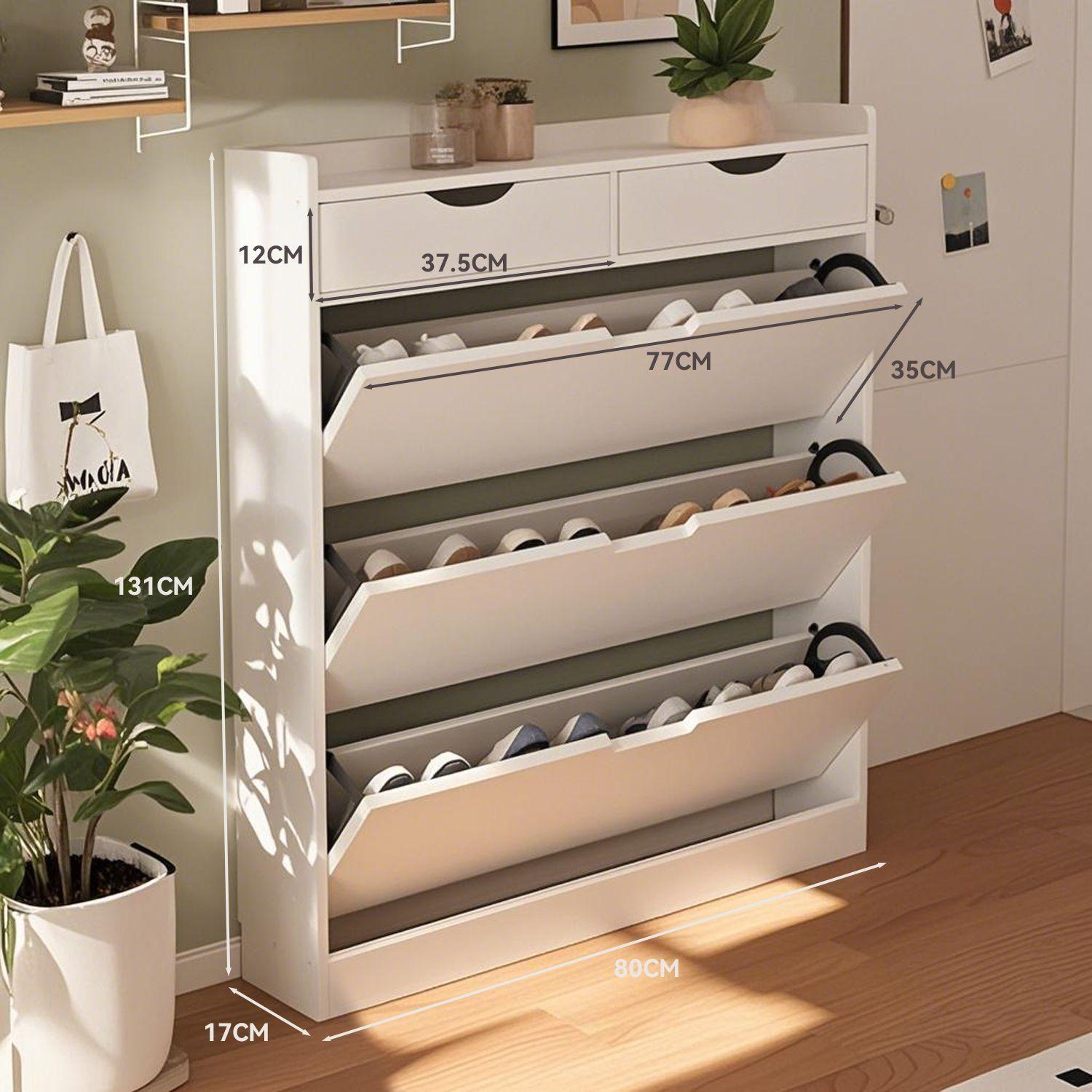 Zapatero Organizador con 3 Puertas y 2 Cajones Capacidad 12 Pares-9