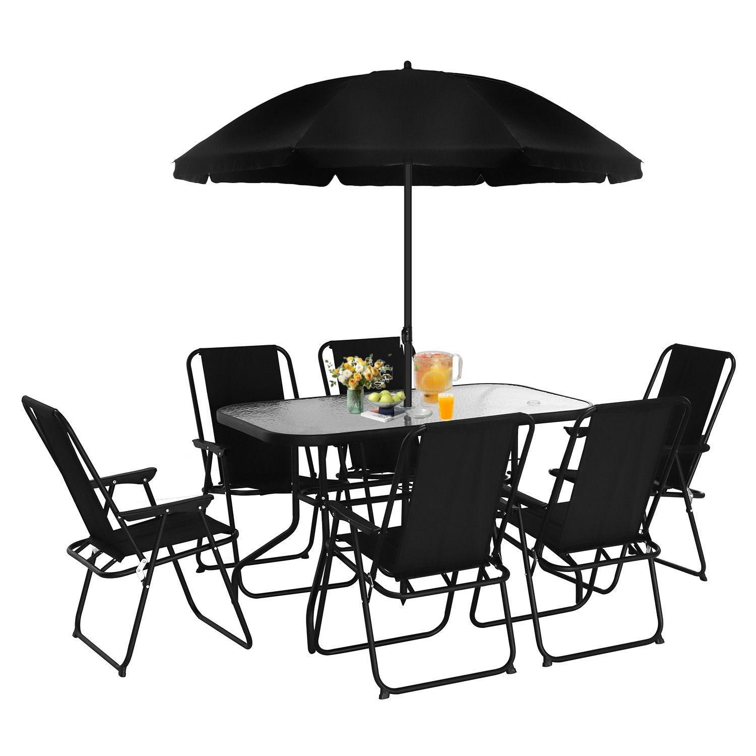 Juego de Comedor y Terraza de 6 Personas Negro-0