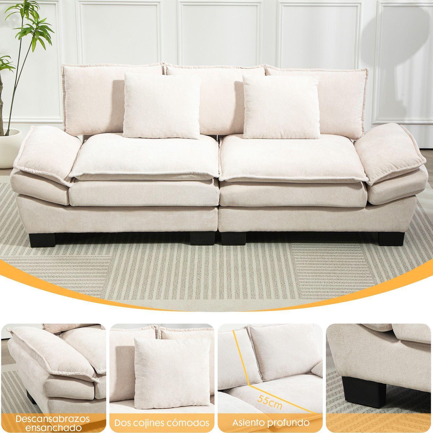 Sofa 3 Cuerpos Mariana en Chenille 225x82x80 cm-3