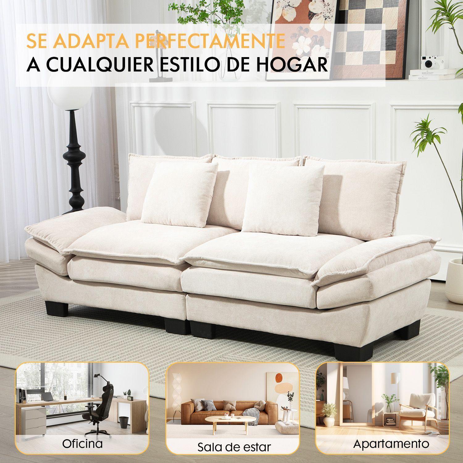 Sofa 3 Cuerpos Mariana en Chenille 225x82x80 cm-4