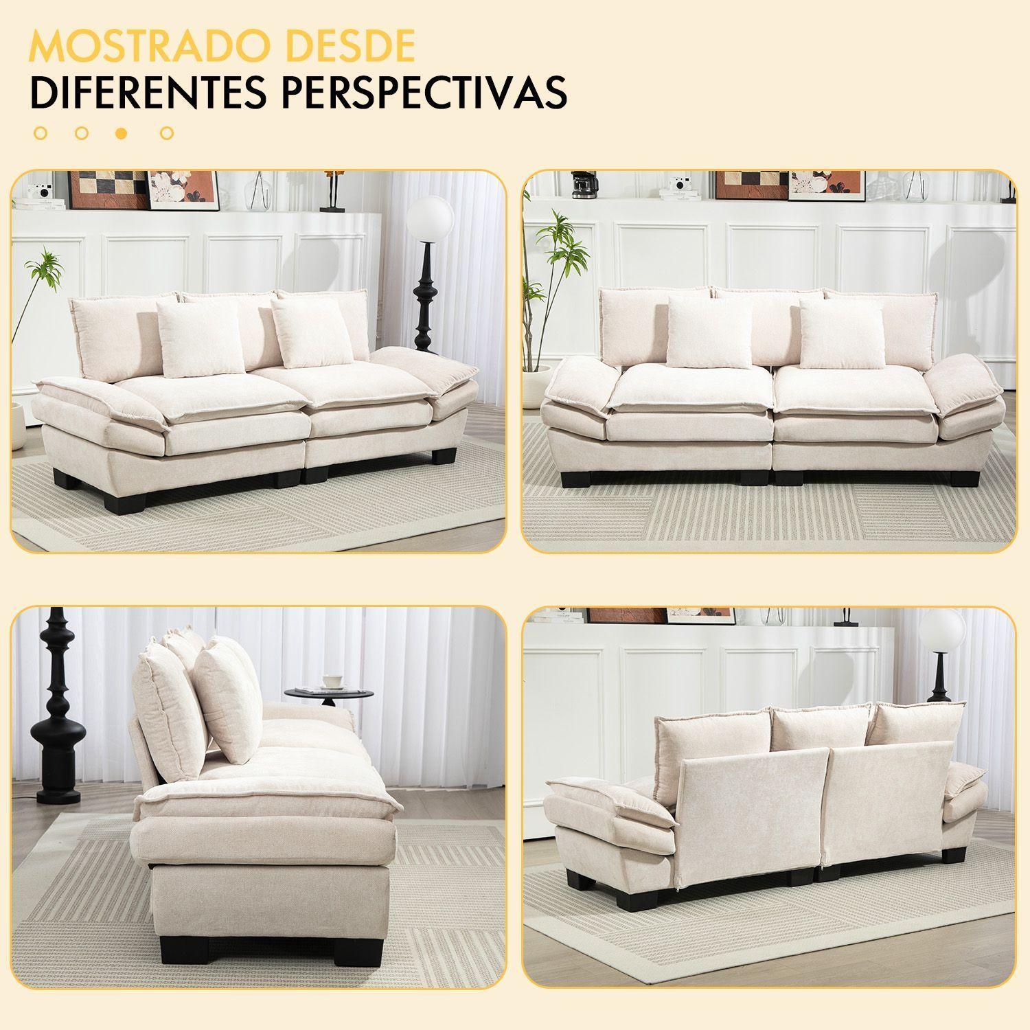 Sofa 3 Cuerpos Mariana en Chenille 225x82x80 cm-5
