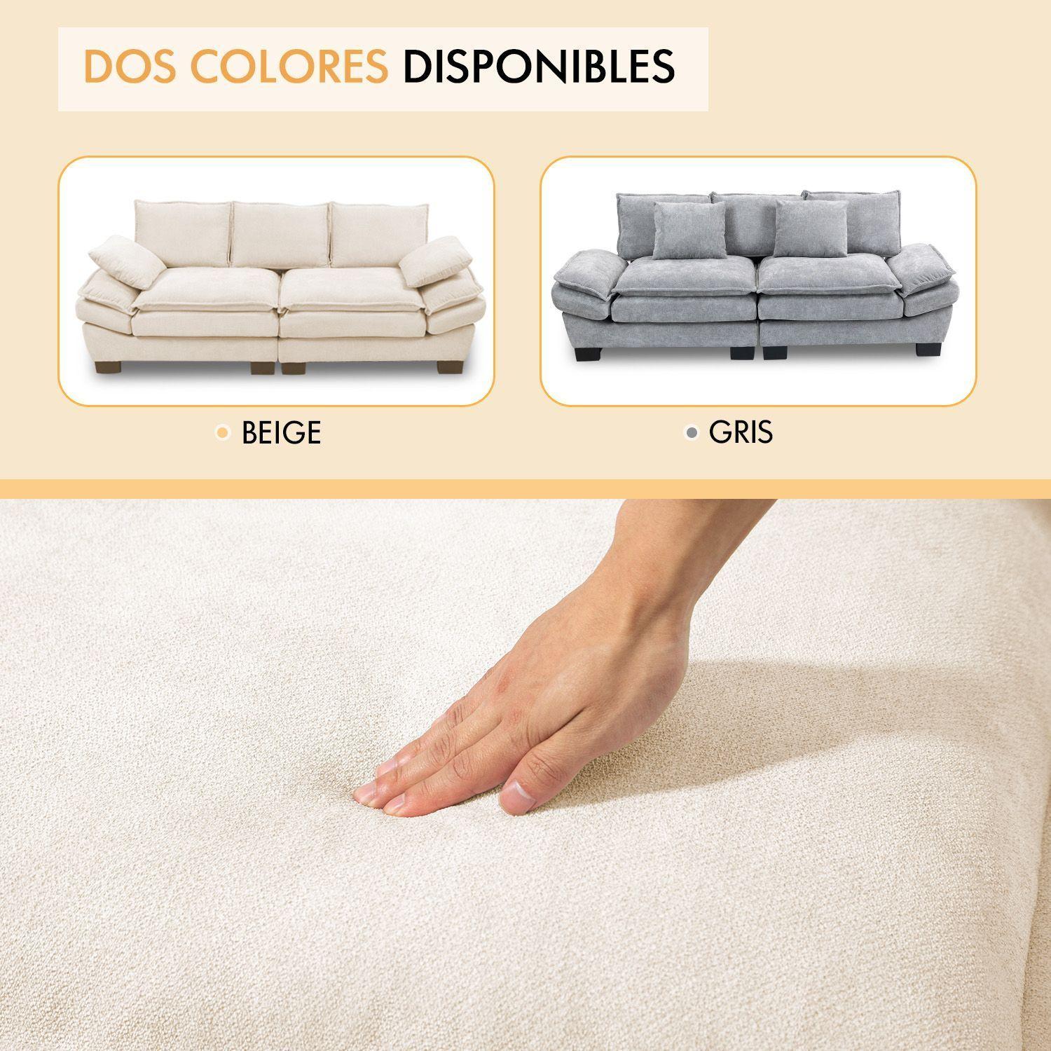 Sofa 3 Cuerpos Mariana en Chenille 225x82x80 cm-7