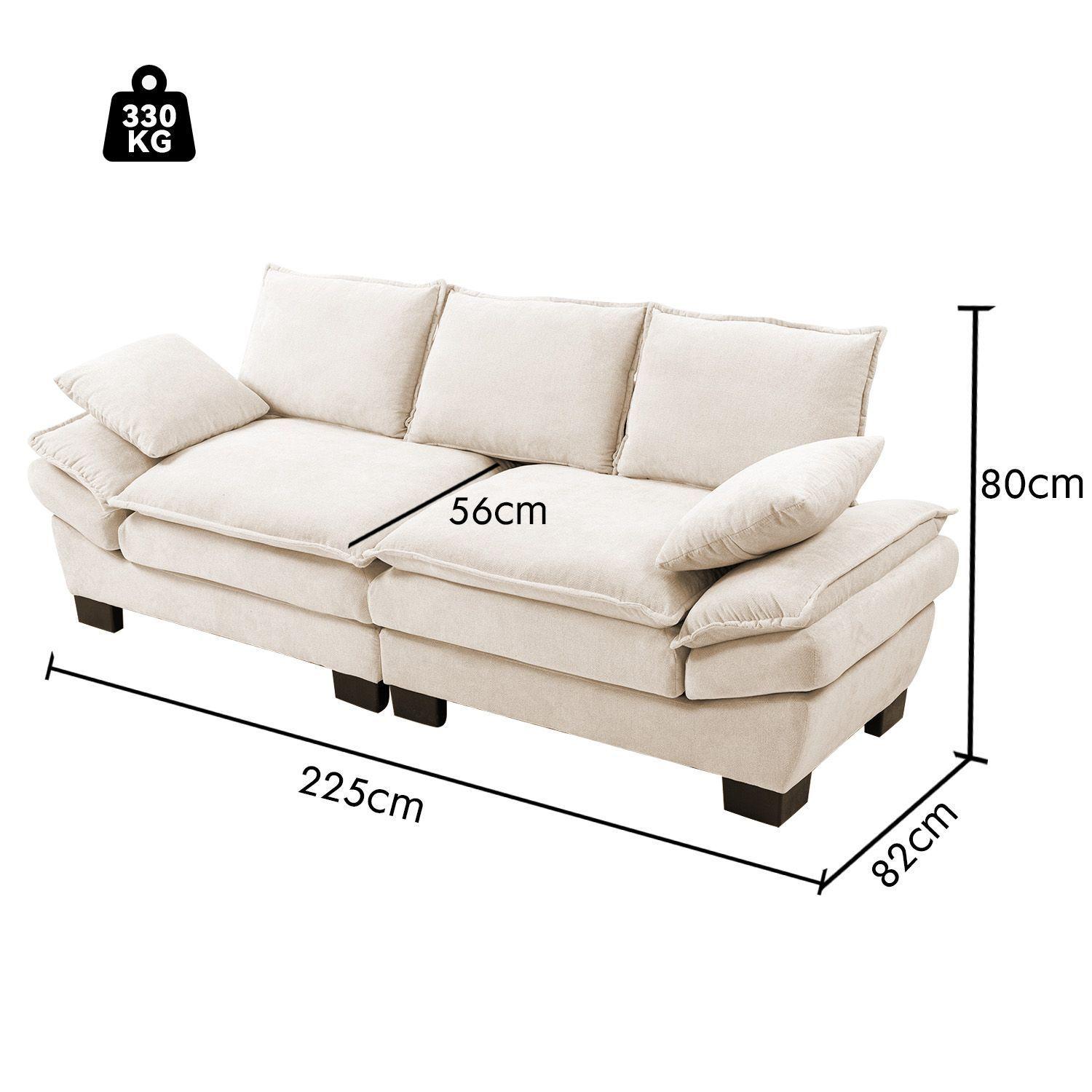 Sofa 3 Cuerpos Mariana en Chenille 225x82x80 cm-8