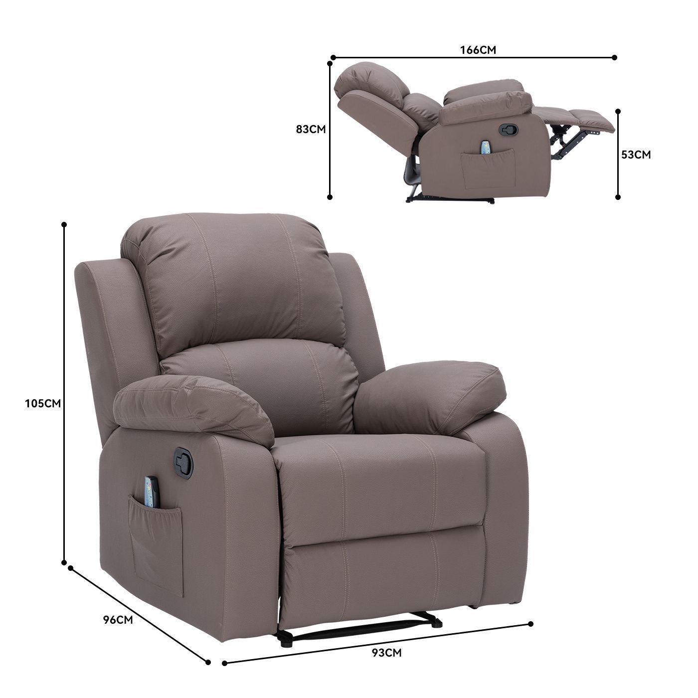 Berger Reclinable con Masajes Y Calefaccion Cuero Marron claro-7