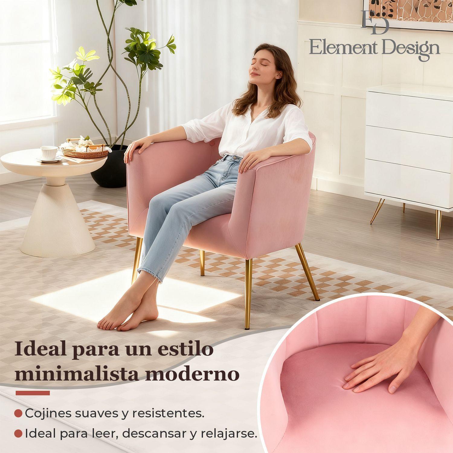 Poltrona Sitial Aurora Sillon Moderno 1 cuerpo Rosa de Terciopelo-2
