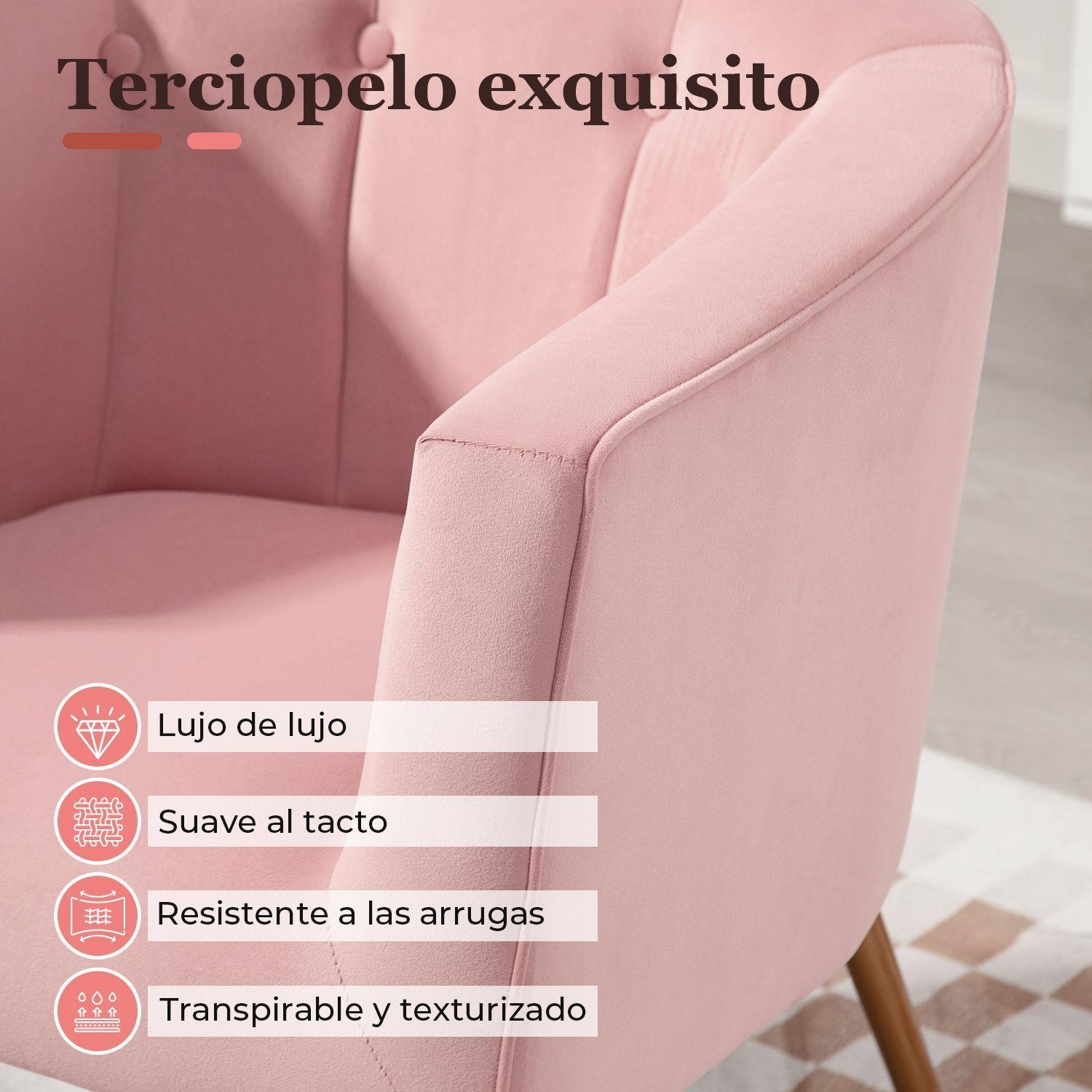 Poltrona Sitial Aurora Sillon Moderno 1 cuerpo Rosa de Terciopelo-4